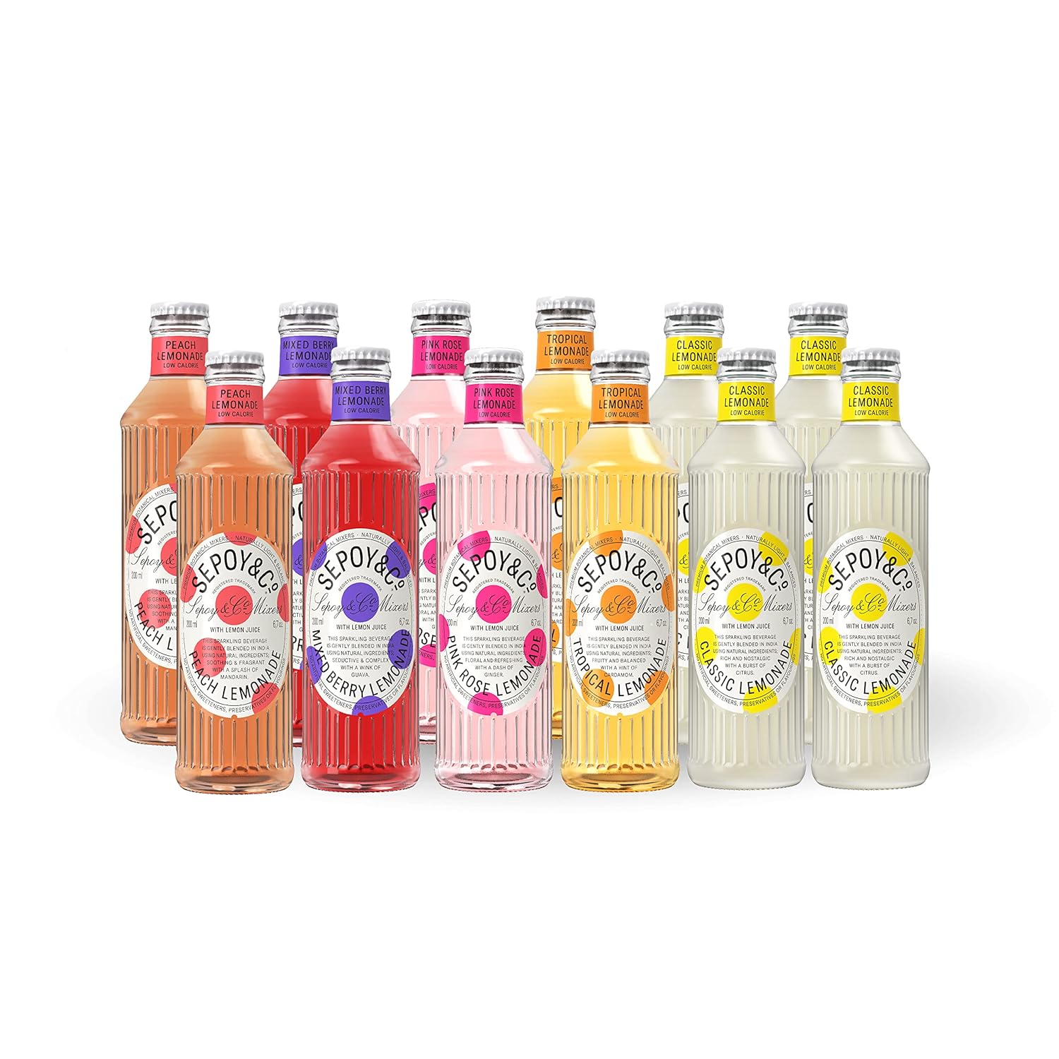 Sepoy & Co. Lemonade Mixed Case (Pack of 12 X 200ml ) Low Calorie