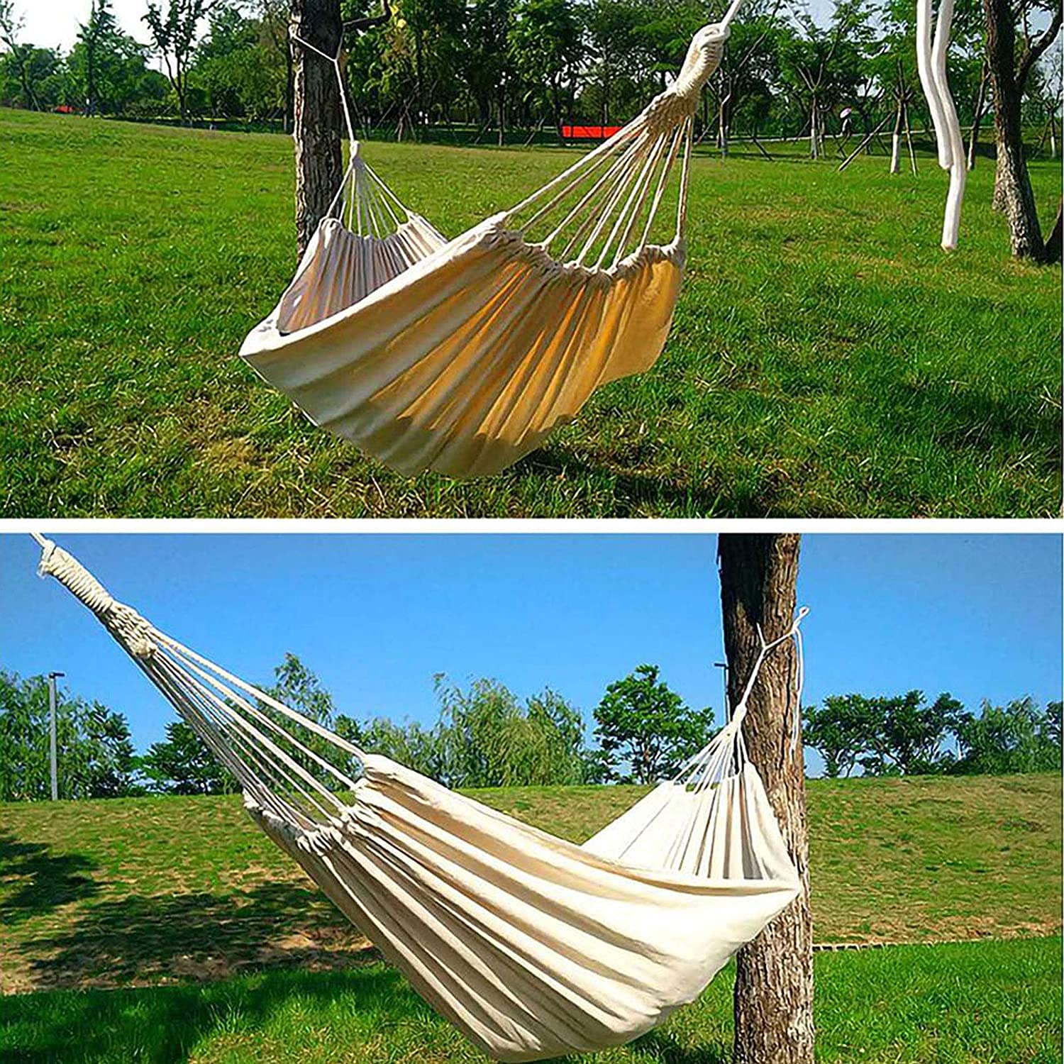 Hamak Kempingowy Outdoor Double Hamak Camping Rope Huśtawka Krzesło Płócienne Hamaki Na Taras Podróże Piesze Wycieczki Kryty Wystrój Domu Hamaki