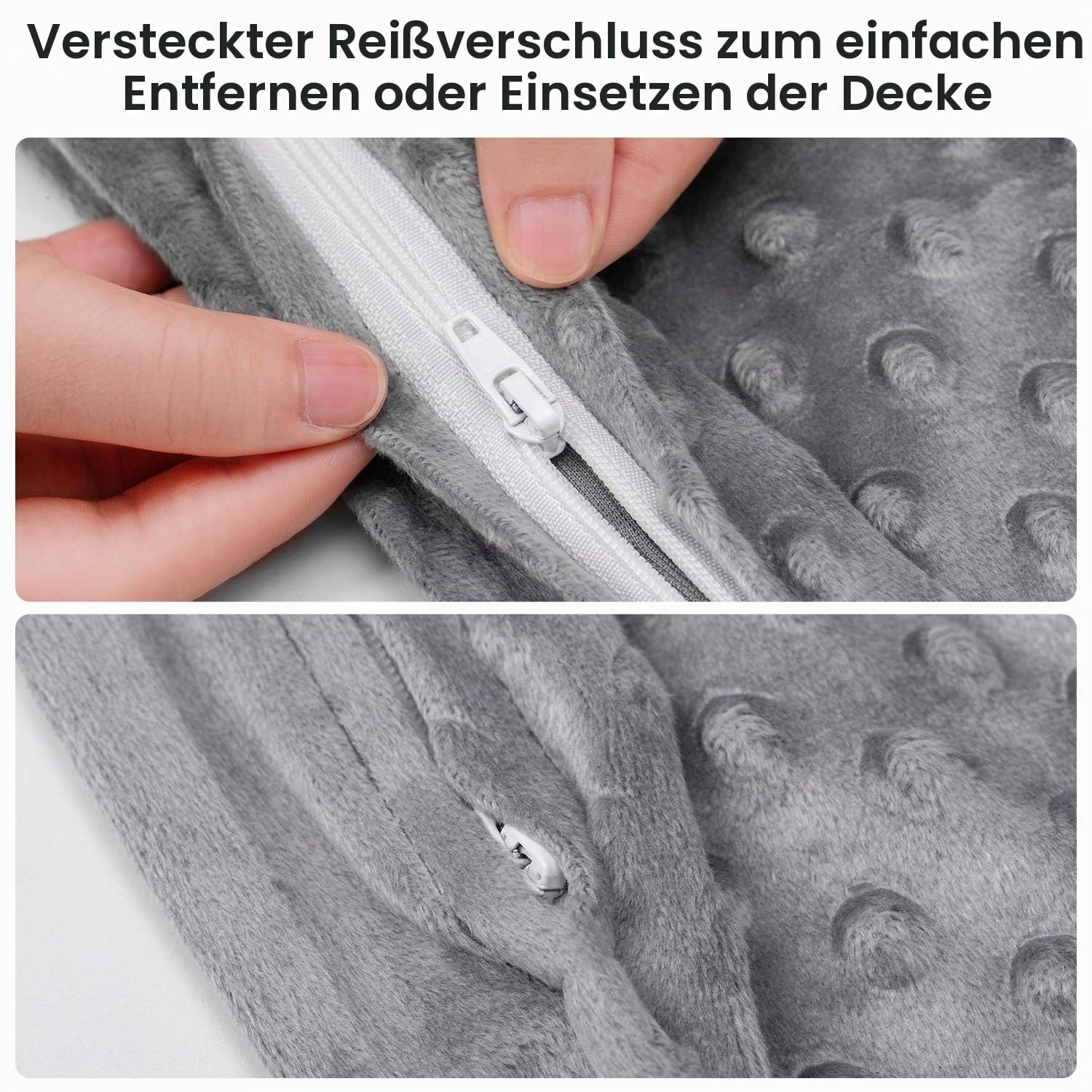 Acdyion Gewichtsdecken, Abnehmbarer Bettbezug für Erwachsene, Queen-Size-Größe (152,4 x 203,2 cm), schwere Decke, weicher und bequemer Minky mit 12 Bändern, maschinenwaschbar, weicher gewichteter