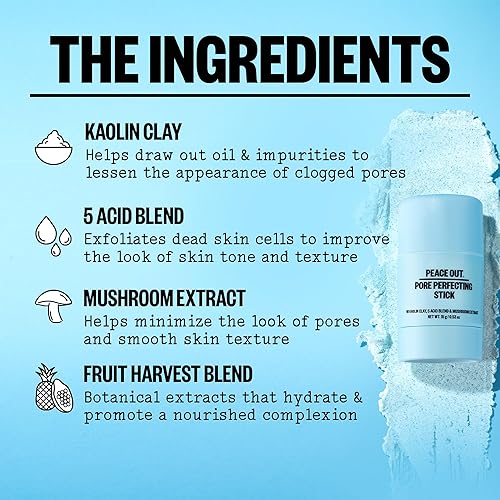 Miniatura 3 de PEACE OUT Solución perfeccionadora de poros para acné y removedor de puntos negros, ácido glicólico y ácido salicílico, funciona como un lavado