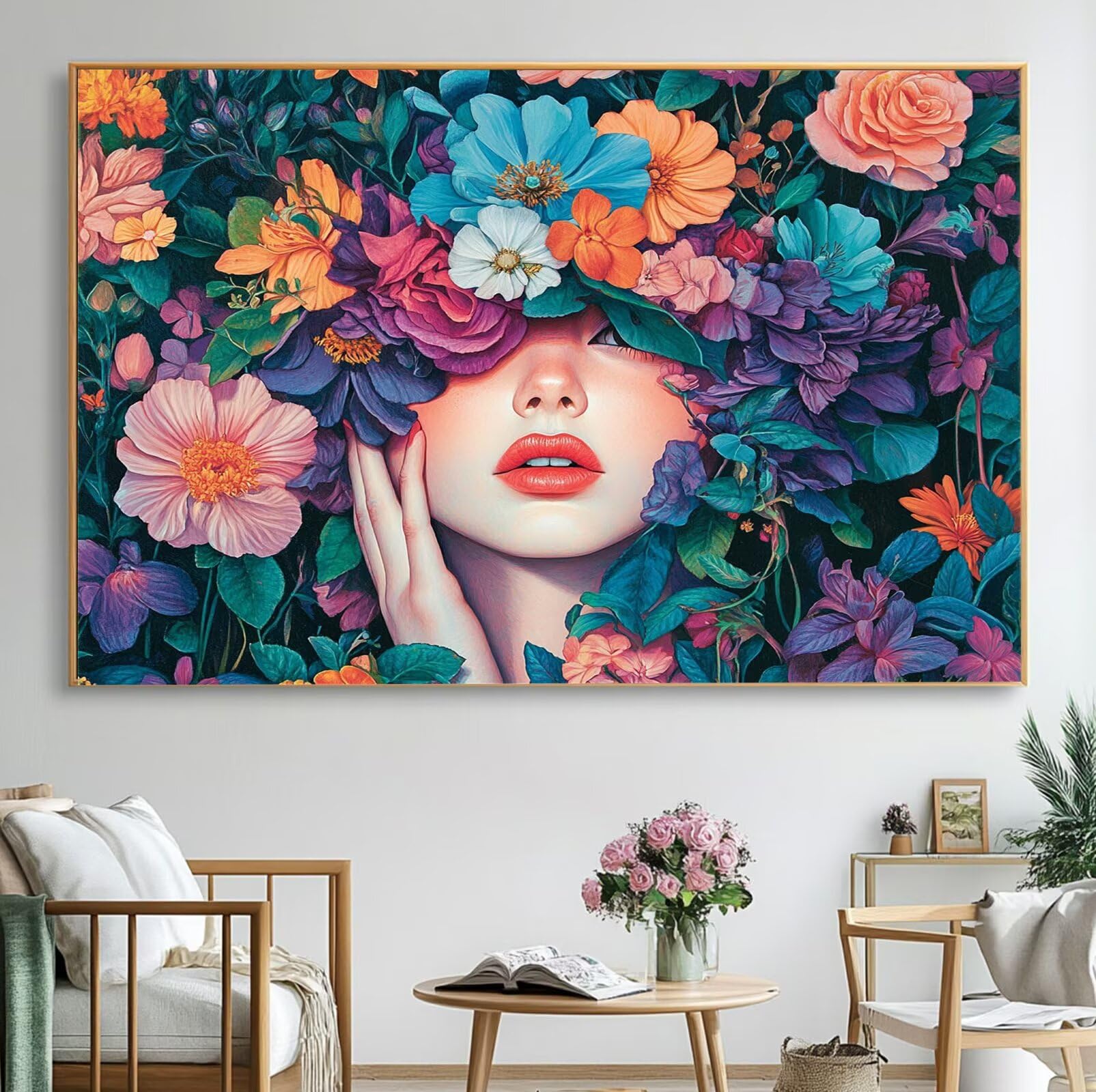 一点物 油絵 緑 女性 黒 キャンバス 一点物 油絵 緑 女性 黒 キャンバス