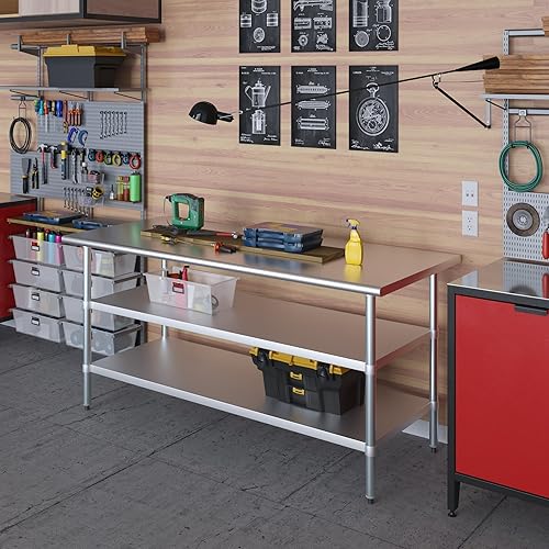 Vista 70 de Mesa de trabajo de acero inoxidable AmGood