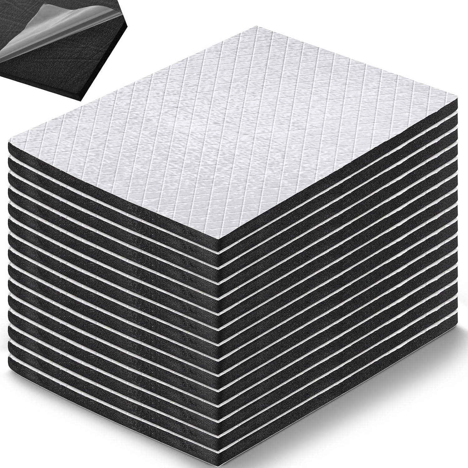 Nuanchu 512mil 11.25 Sq ft 13 mm Thickened Cars Sound Deading Material 9 x 12 Inch 15 Pack Car Insulation Heat Sound Deadener with Audio Noise Insulation and Vibration Dampening