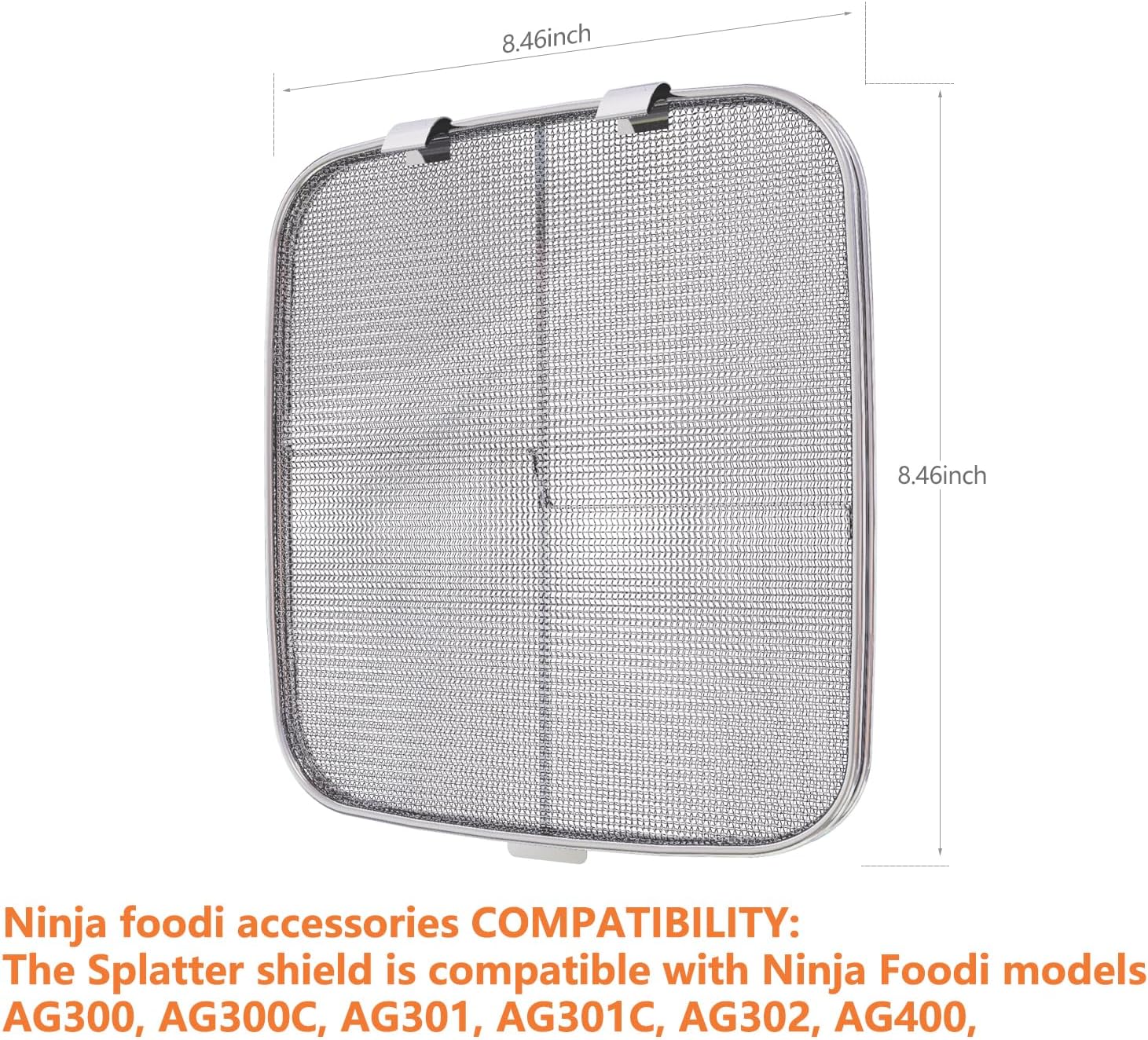 Stainless Steel Splatter Shield for Ninja Foodi AG301, Air Fryer Accessories for Ninja Foodi 5-in-1 Indoor Grill, Replacement Parts for Ninja Foodi AG300, AG300C,AG301C, AG302, AG400