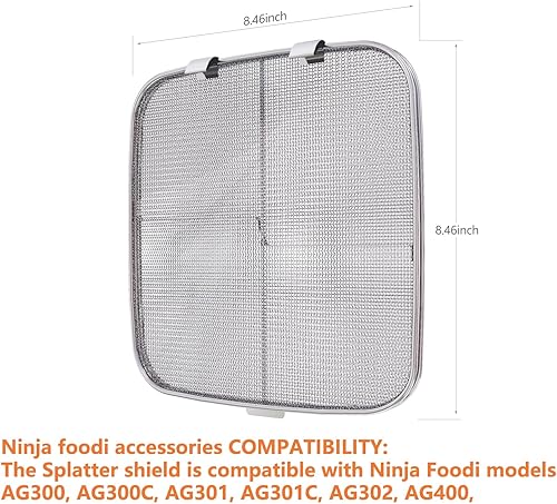 Miniatura 4 de Protector de salpicaduras de acero inoxidable para Ninja Foodi AG301, accesorios para freidora de aire para parrilla interior Ninja Foodi 5 en 1,