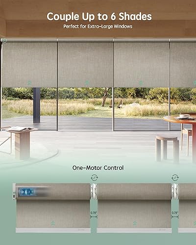 Miniatura 78 de Yoolax Persianas motorizadas con control remoto, persianas inteligentes opacas de tela motorizada funcionan con Alexa, persianas automáticas