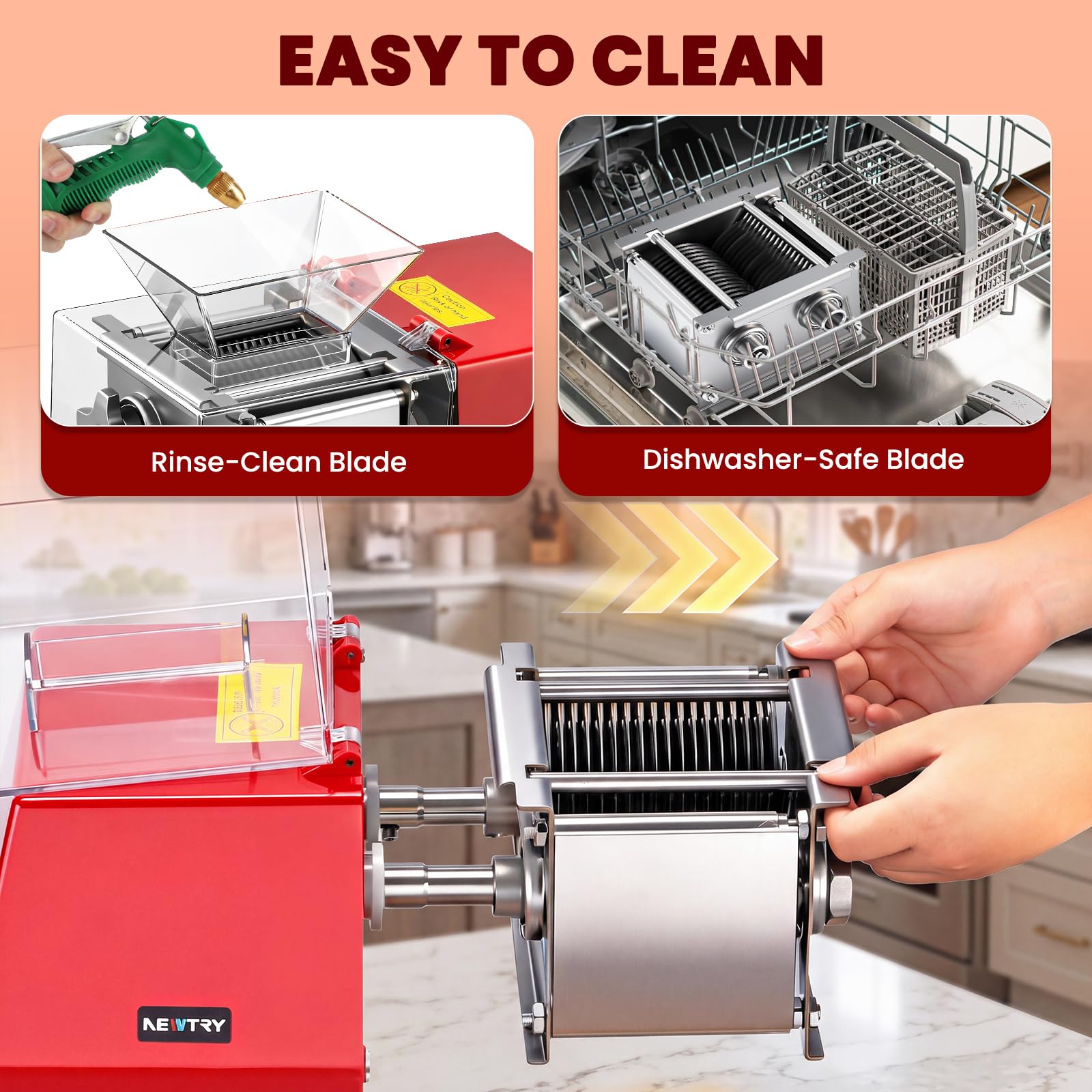 NEWTRY Trancheuse viande commerciale 850W 2,5mm Gastro coupe dés