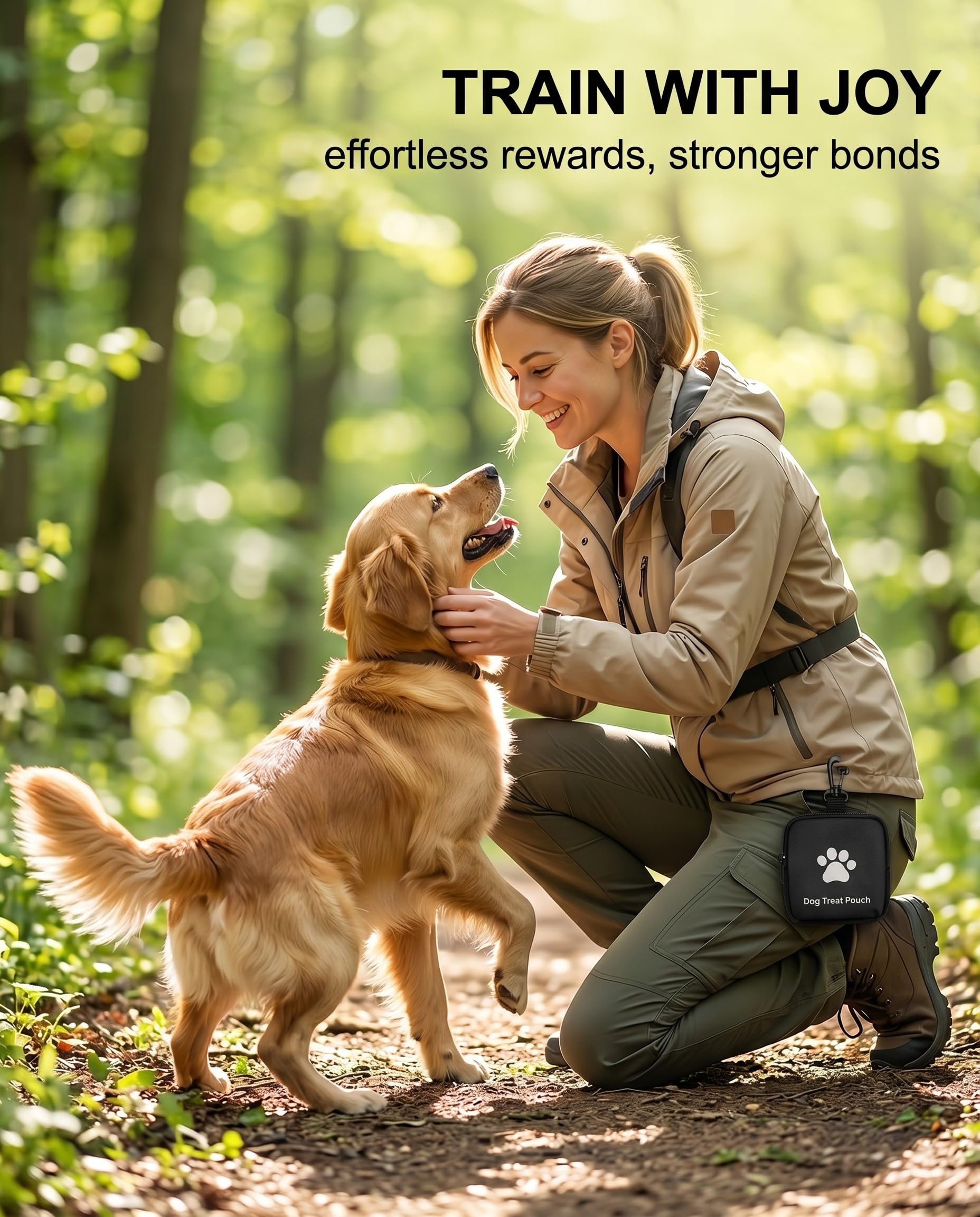 1 sacchetto per snack per cani, sacchetto per snack per cani con chiusura a zip, design con impronta di zampa e portachiavi, borsa per addestramento, per viaggi e attività all'aperto.
