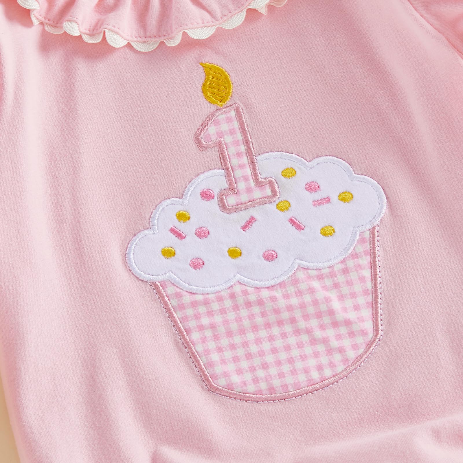 Carolilly Pagliaccetto per neonata, primo compleanno, body a maniche lunghe o corte con motivo a cupcake, design a balze