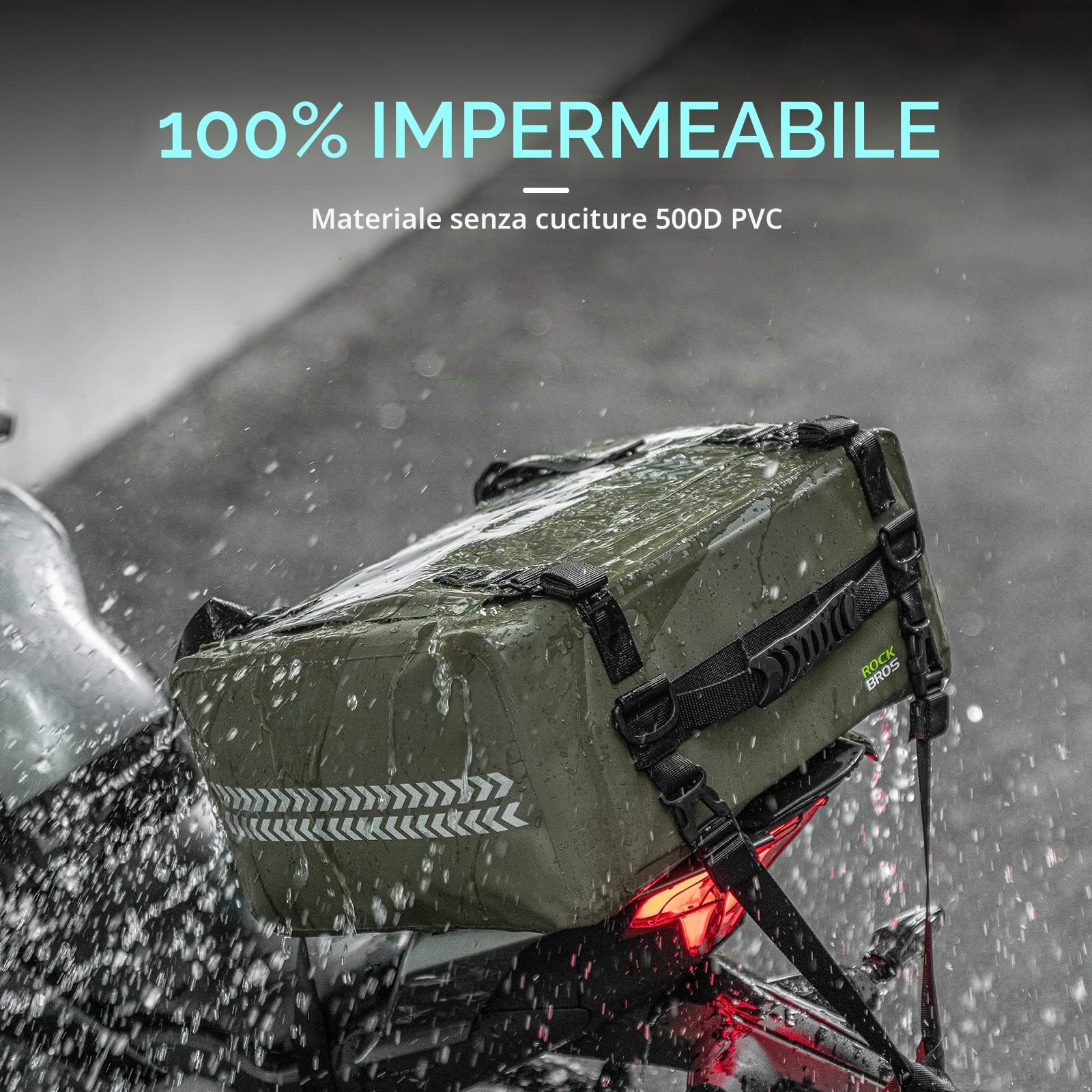 ROCKBROS Borsa Posteriore Impermeabile per Moto, Borsa da Sella Motocicletta, Granda Capacità 30L, con Tracolla, per Motociclismo, Escursionismo, Viaggio, Outdoor | Borsa da sella per moto, riflettente, per escursionismo, attività all'aperto