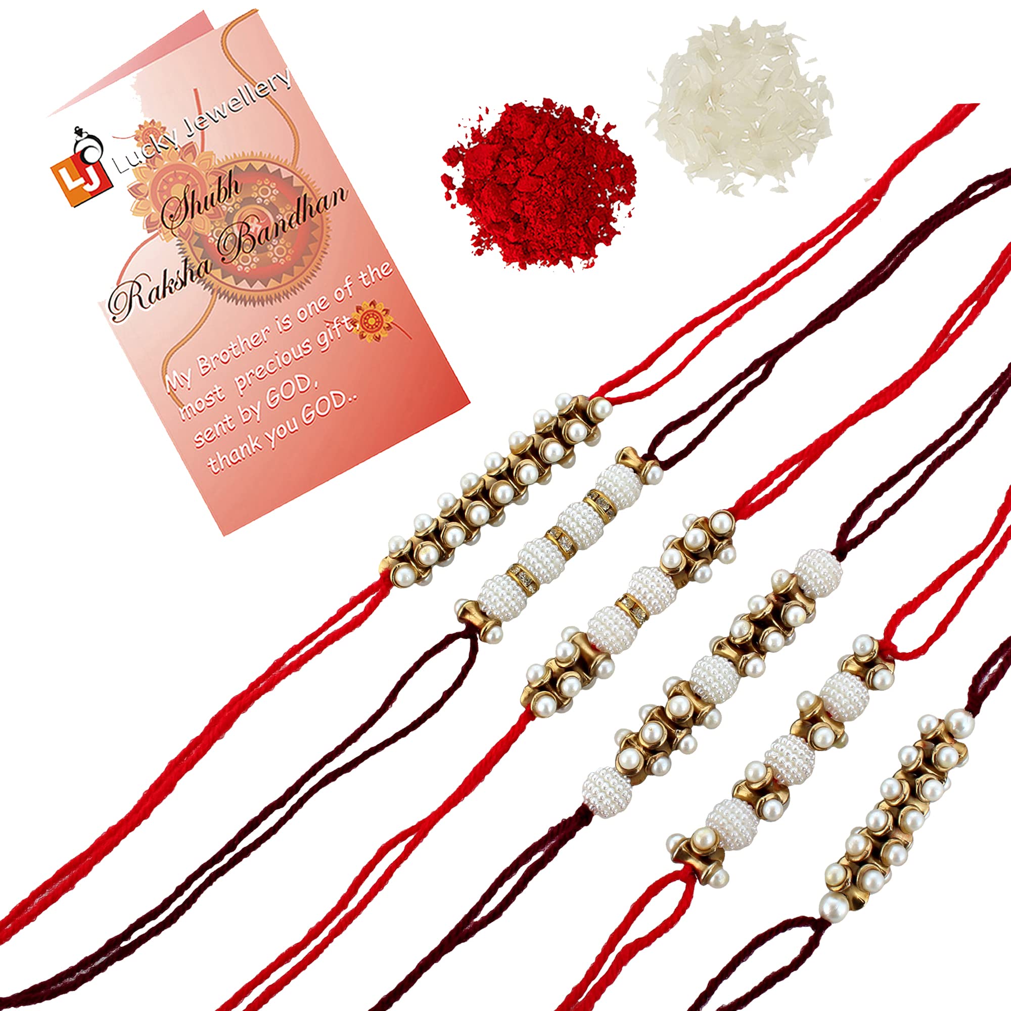 Mens Designer Gold Plated Combo Multi Color Quirky Rakhi for Bro/Brother/Bhaiya/Bhai/Bhabhi (Pack of 6) Rakshabandan Rakhee Bracelet Rakshashutra (215-M2R1-P49-W-6)-image-25