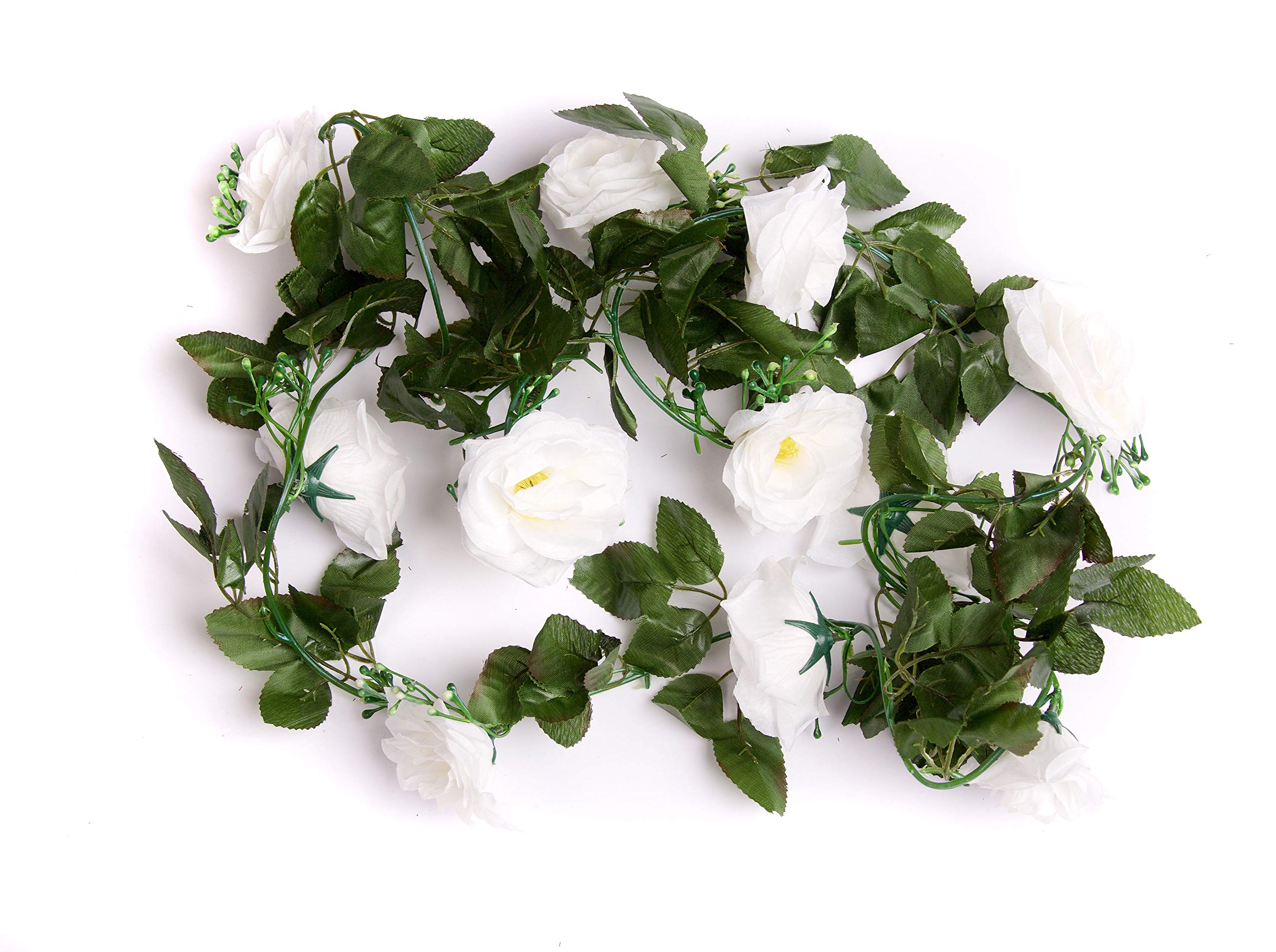 Best Artificial White (Tm 220Cm/7Ft Silk Flower Rose Garland Hanging Vine Wedding String Plant (White)