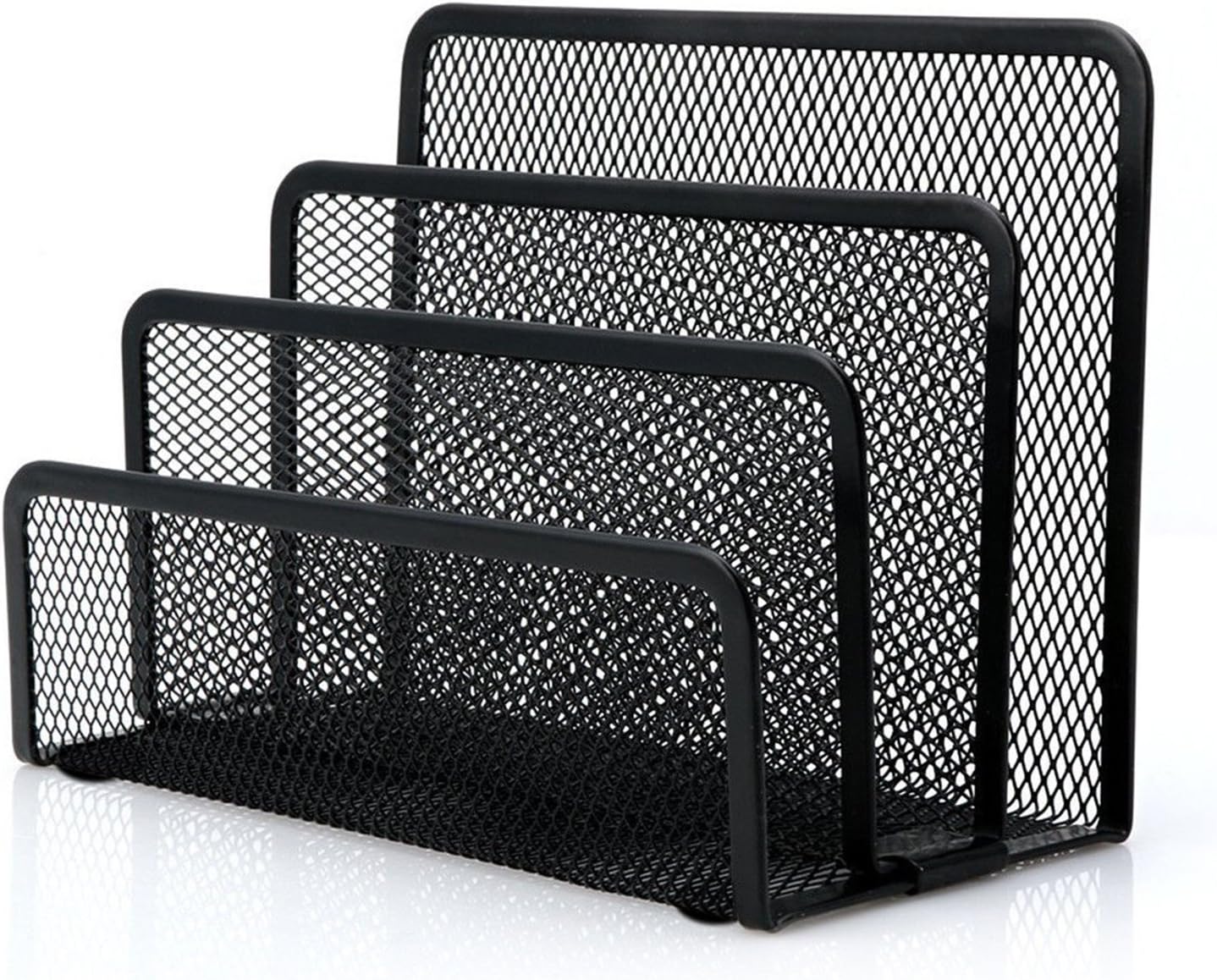 Desk Mail Organizer, File Holder Letter Sorter with 3 Vertical Upright Metal Mesh Compartments Document, Filing, Folders, Mail, Paper Organizer for Home or Office Desktop (1PCS)