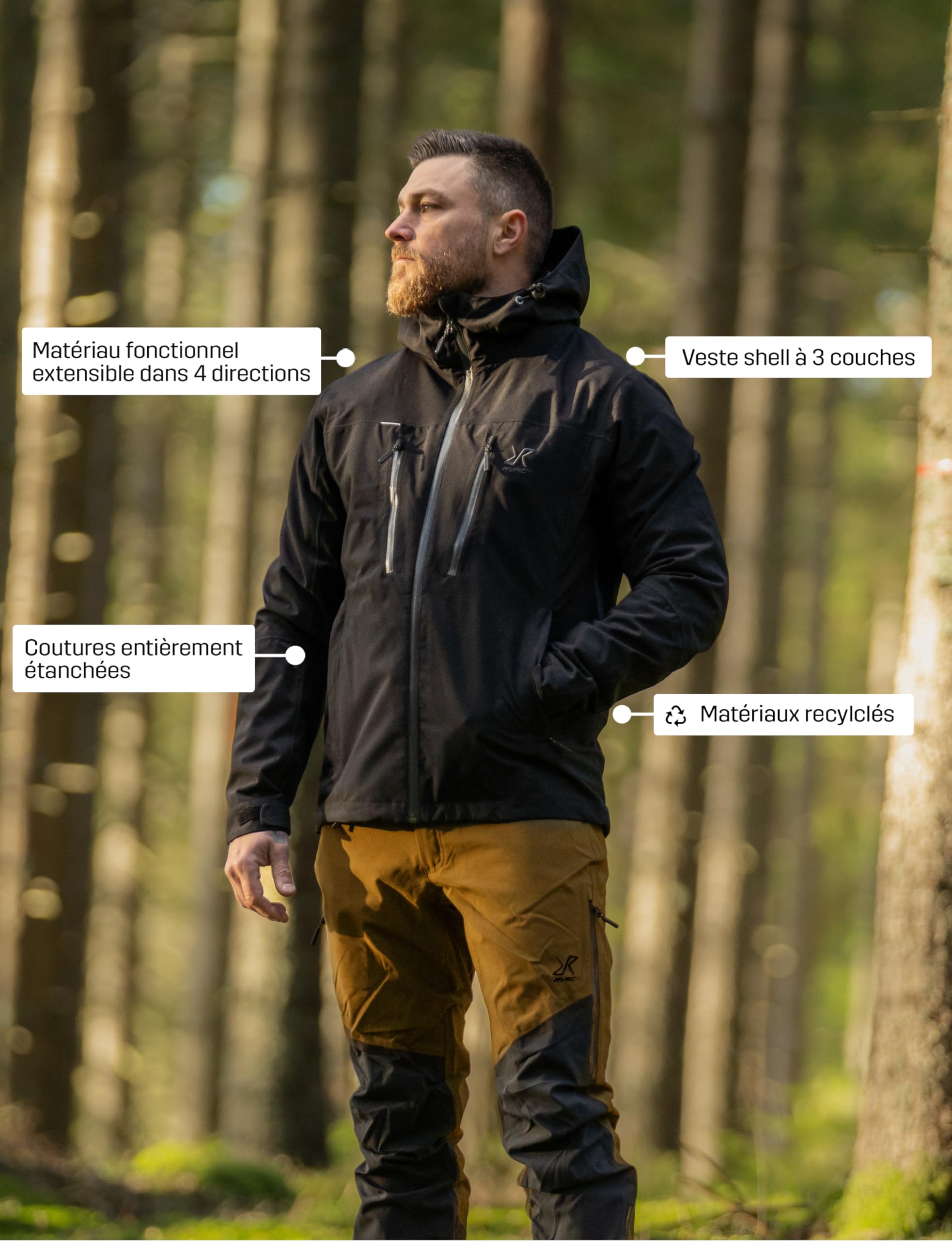 RevolutionRace Silence Proshell 3L Jacket, Veste pour homme, veste ventilée et imperméable pour la randonnée et les Autres activités de Plein air