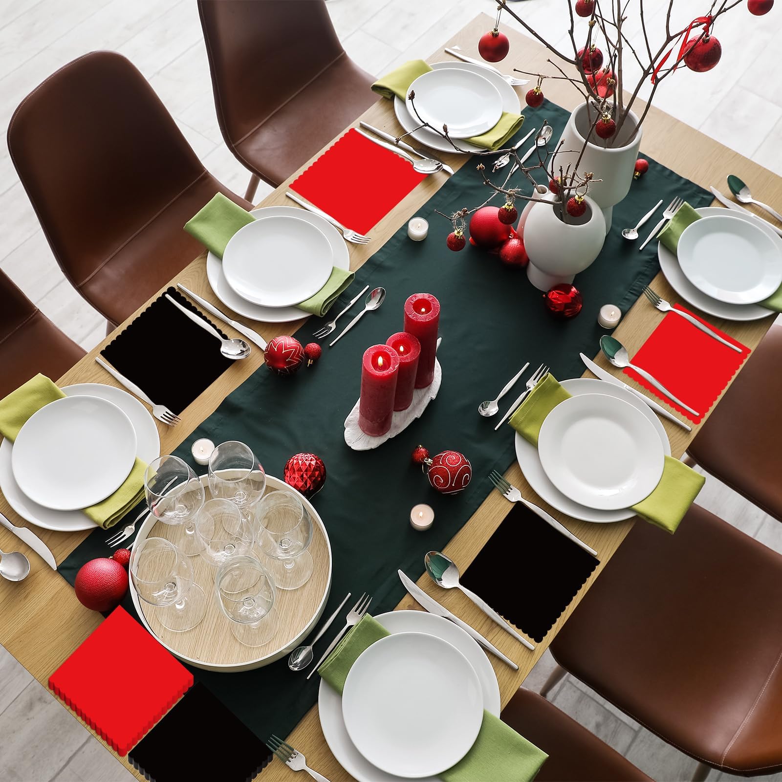 Paquete de 120 servilletas de cóctel de 3 capas con borde festoneado plegadas de 6.3 x 6.3 pulgadas, servilletas desechables para bodas, cumpleaños, baby shower, fiesta, cena, aniversario nupcial