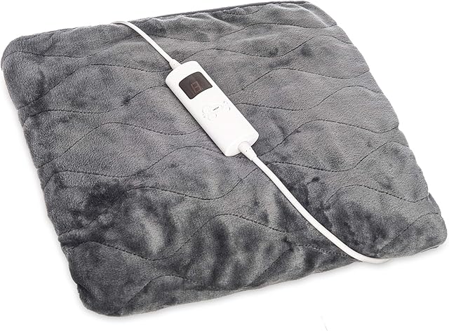 Hillington Heated Electric Throw Over Blanket in Warm Grey  Soft Micro Fleece Throw with 6 Adjustable Heat Settings 160x130cm - Easy Digital Hand Controller and 9 Hour Timer - Machine Washable