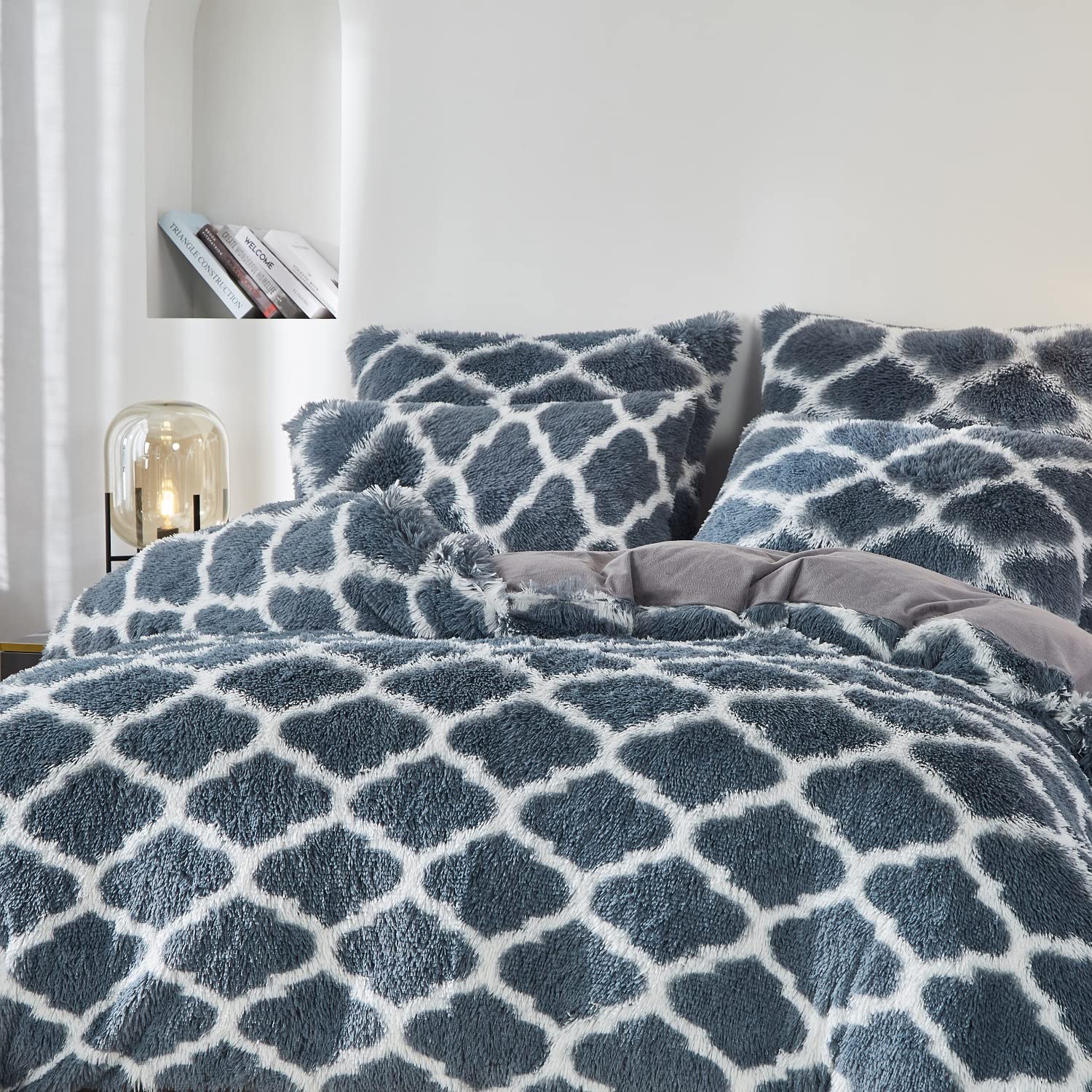 Luofanfei Winter Kuschel Warme Biber Plüsch Bettwäsche 200x220 Cashmere Touch Microfaser Fleece Flauschige Bettwäsche Blau Grau Weiß Flausch Samt Winterbettwäsche 220x200 3 Teilig Bieberbettwaesche Küche, Haushalt & Wohnen
