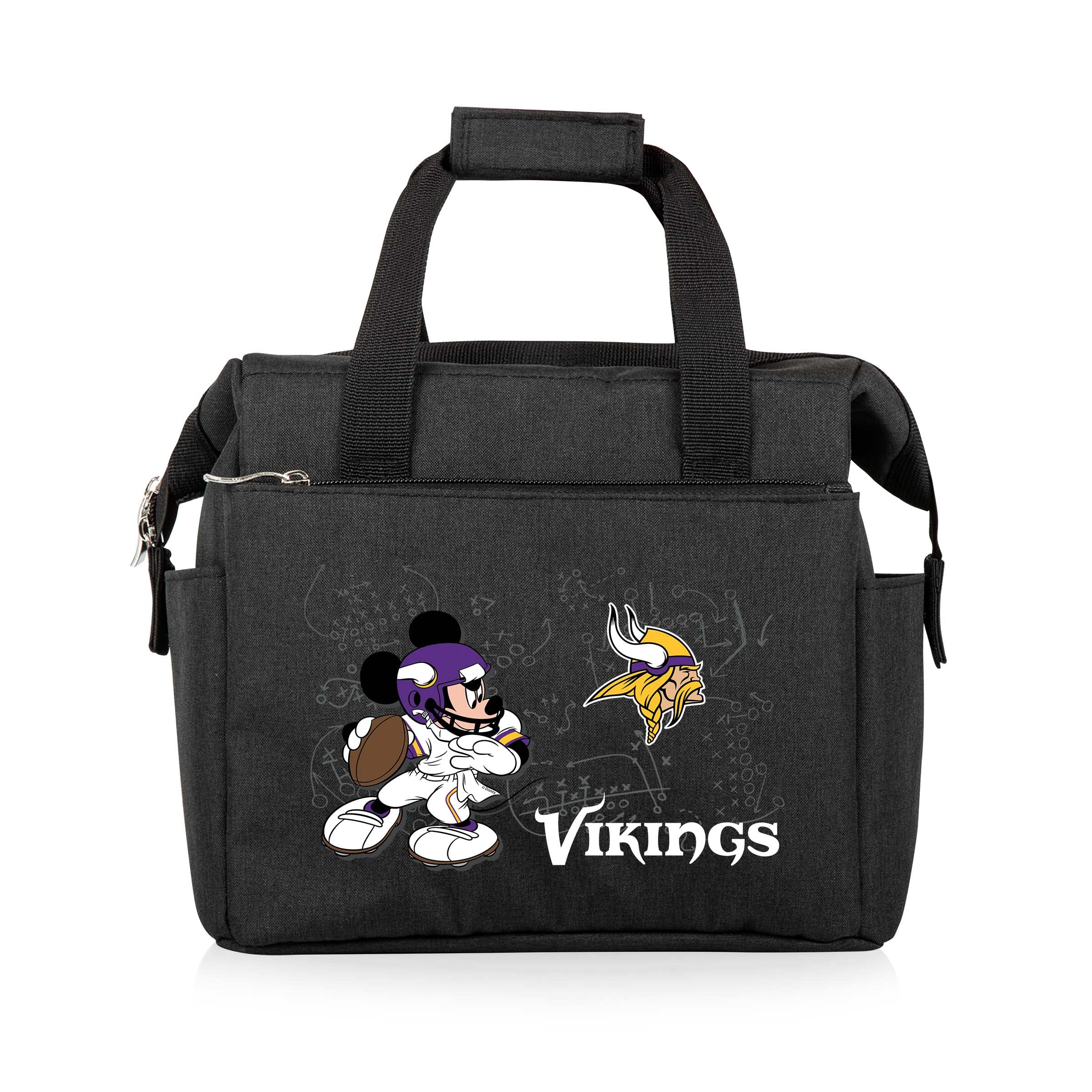 PICNIC TIME NFL Mickey Mouse On The Go Lunch Bag - Soft Cooler Lunch Box - Insulated Lunch Bag, (Black)