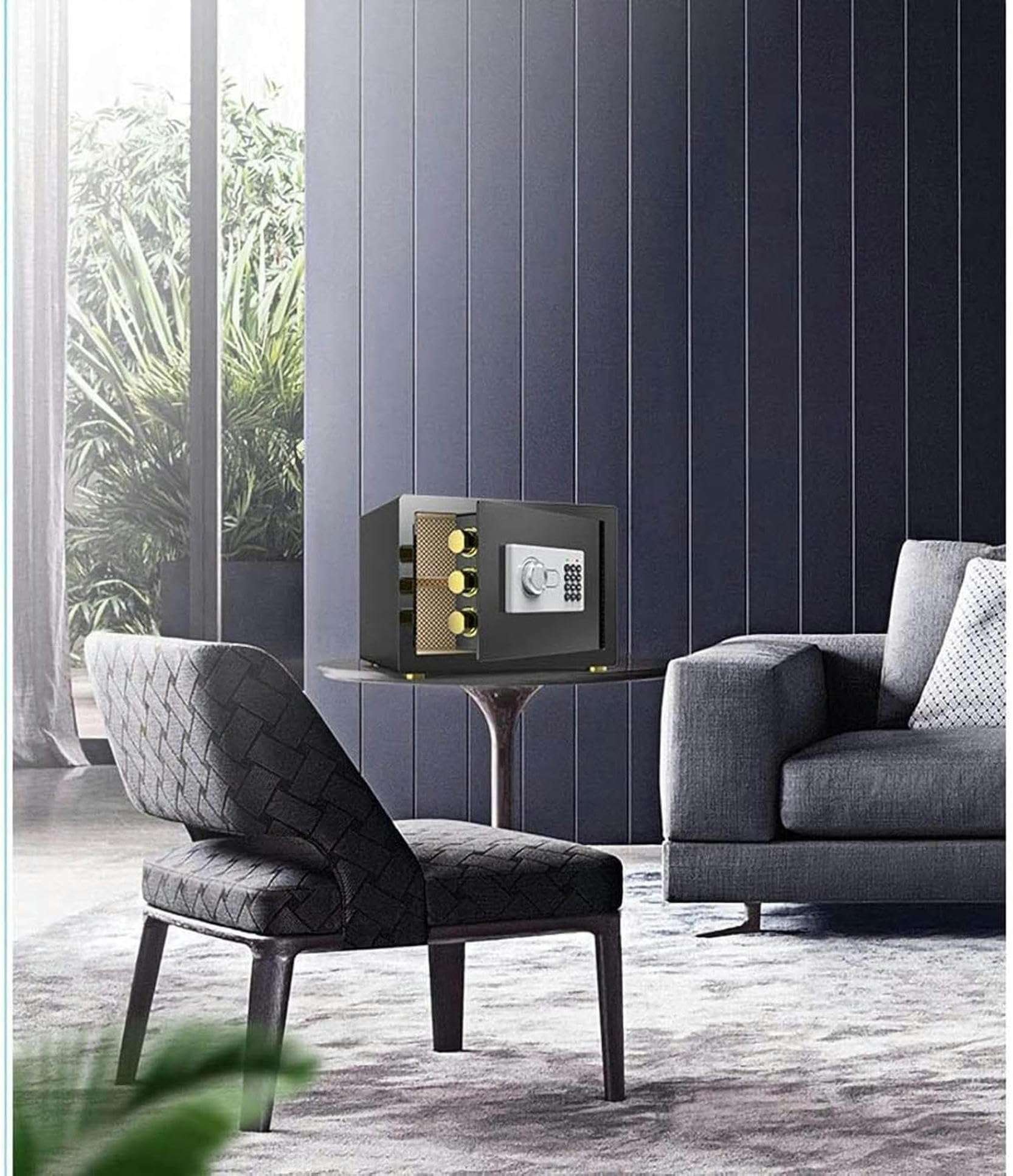 Caja fuerte de alta seguridad para el hogar con acceso digital de código PIN con función de bloqueo de puerta cortada con láser, caja de seguridad para montaje en pared/suelo, pernos de montaje en