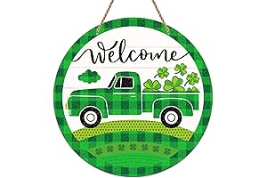St Patrick's Day Decorations Sign Decor Shamrock Welcome Sign for Front Door