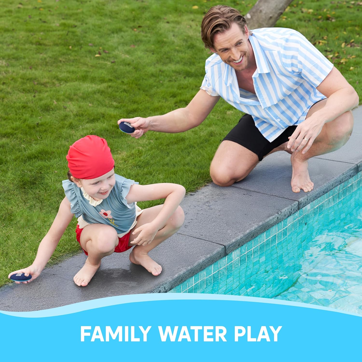 SYNCFUN 4 Pcs Skip Water Balls,Splash Water Bouncing Balls with Mesh Bag, Beach Toys for Kids, Pool Toys for Friends and Family, Fly Swimming Game Adults, Boys,Teens, Great for All Ages