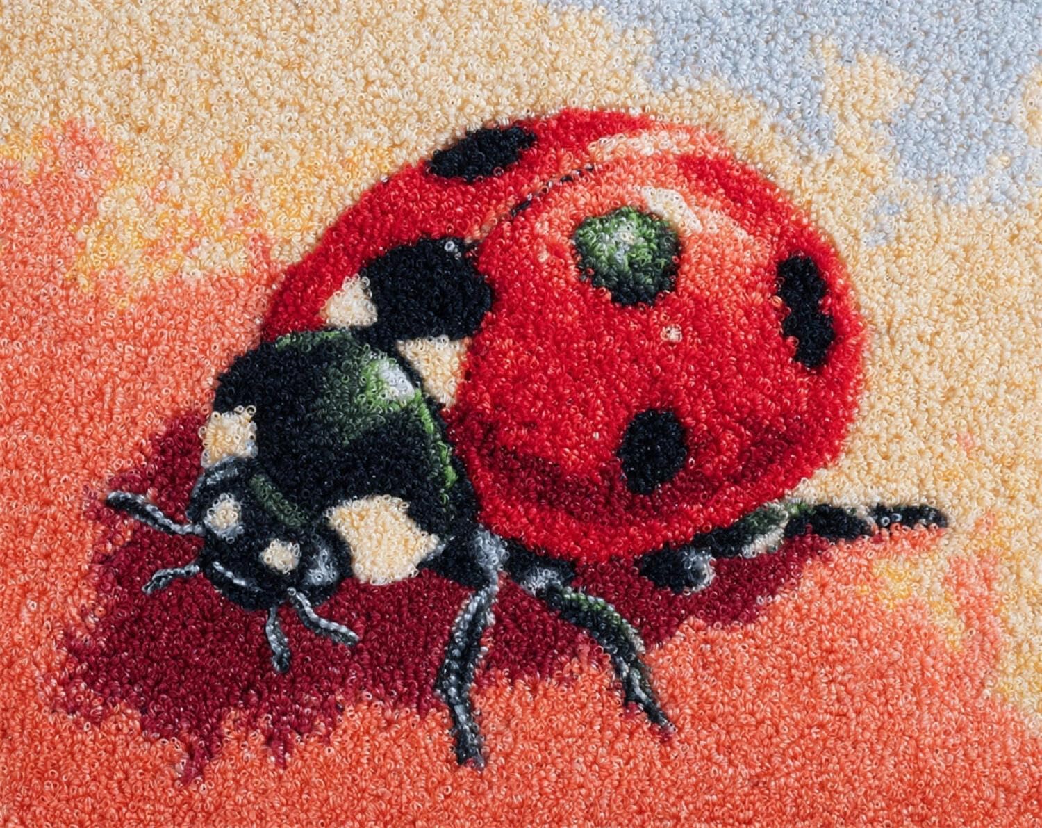 Henypt DIY Knüpfteppich zum Selber Knüpfen Cartoon Marienkäfer 80x160cm