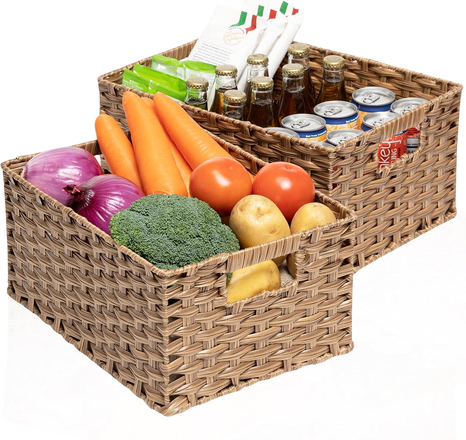 ROSOS Wicker Baskets 2 Pack, Wicker Storage Basket with