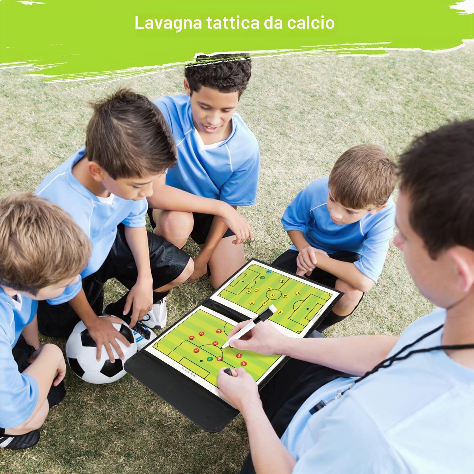 KEWUZY Coaches Lavagna Tattica, Calcio Allenatore di Board, Lavagna Tattica Calcio, con Matite e Magneti, per Insegnare e Formazione di Calcio