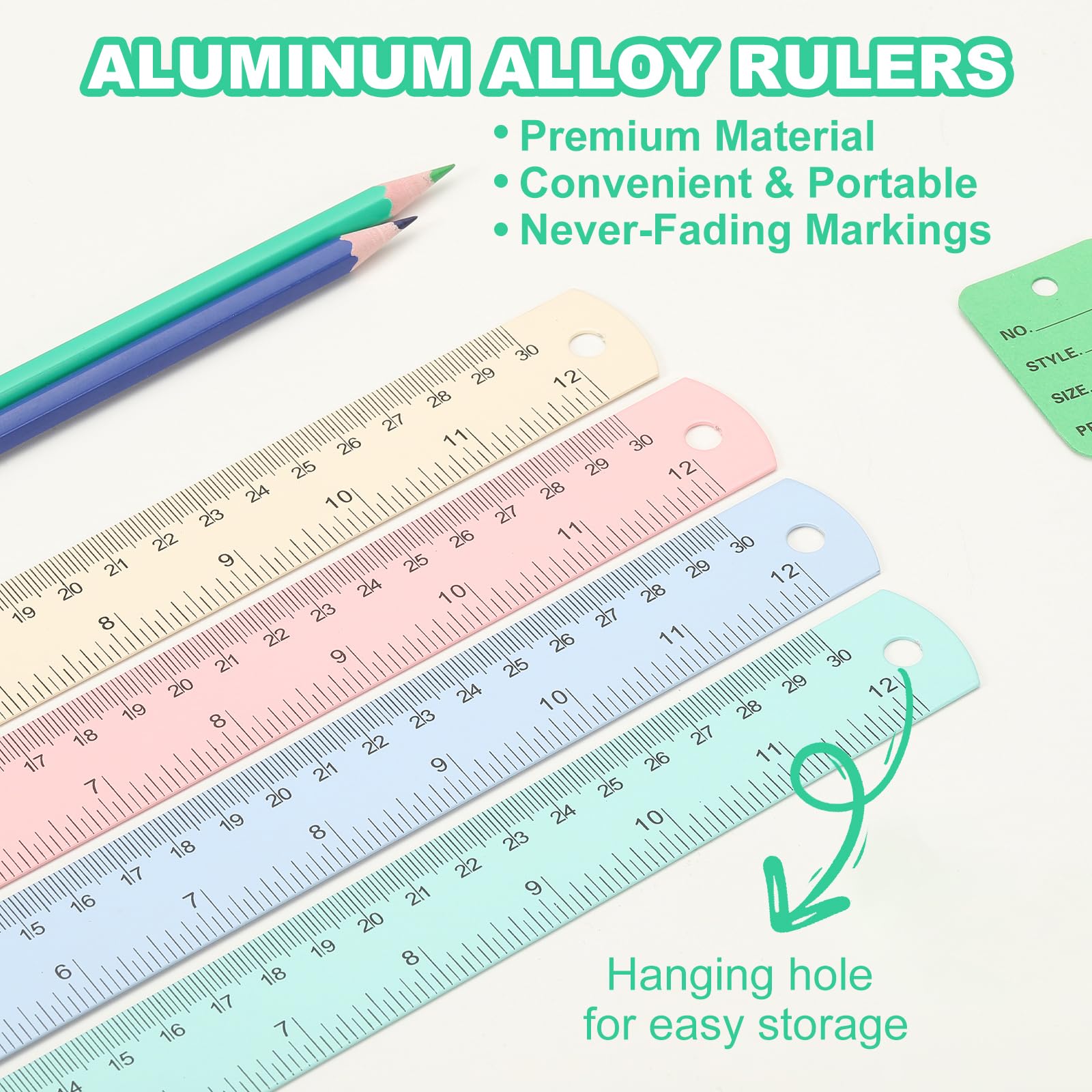 PATIKIL 30cm/12" Metal Ruler, 2 Pack Aluminum Alloy Rulers with Centimeters, Millimeters - Image 3