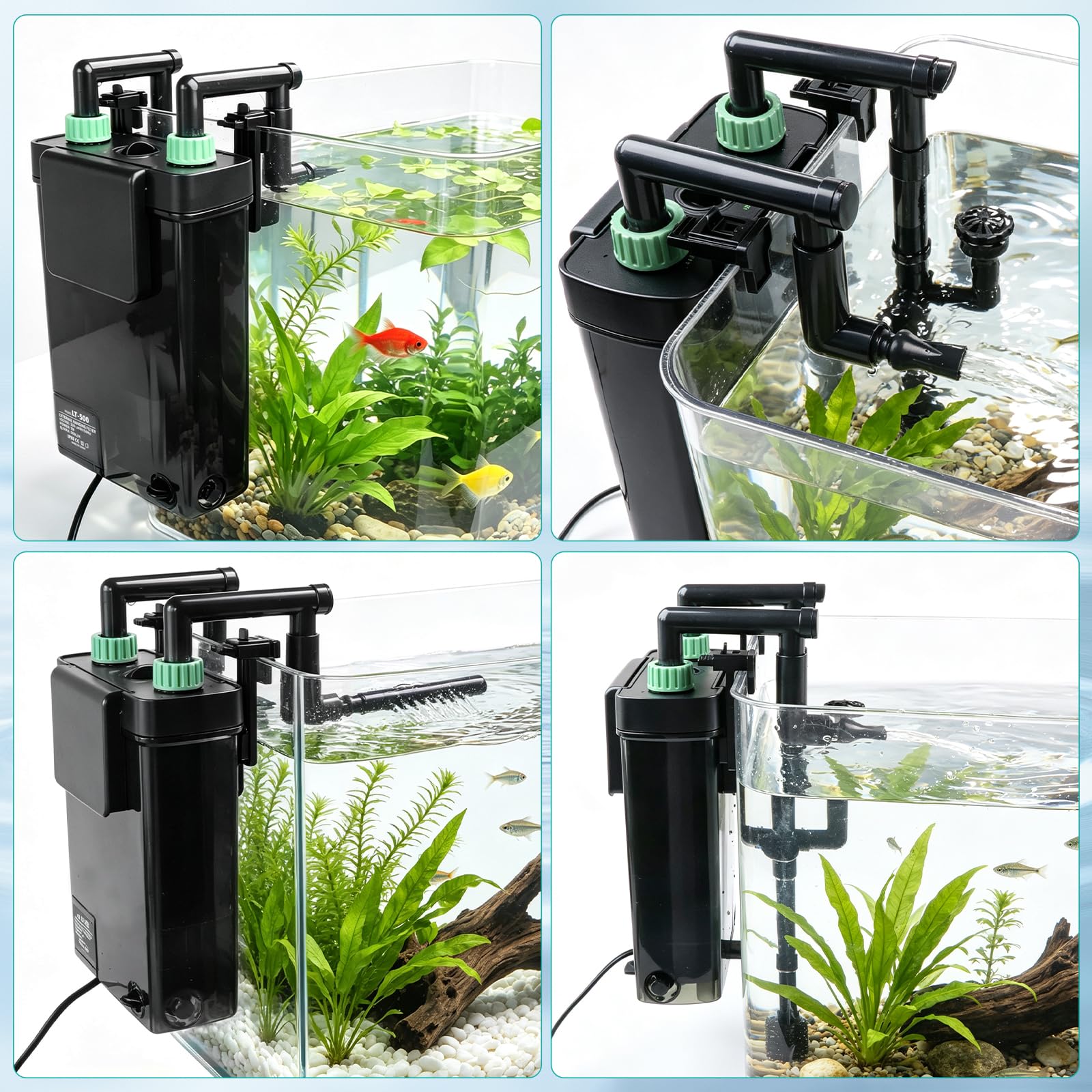 Hang On Filter Aquarium 7W 500L/H Aquariumfilter Leiser Außenfilter