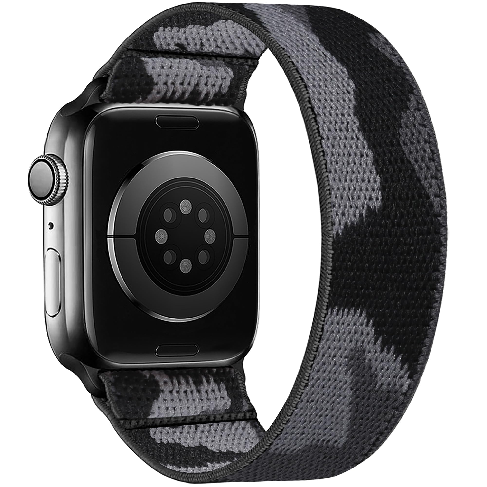 BMBEAR Stretchy Solo Loop Bands Compatible with Apple Watch 38mm 40mm 41mm Braided Elastic Weave Nylon Wristbands Women Men Straps for iWatch Series 7/6/5/4/3/2/1/SE Dark Black — view 24