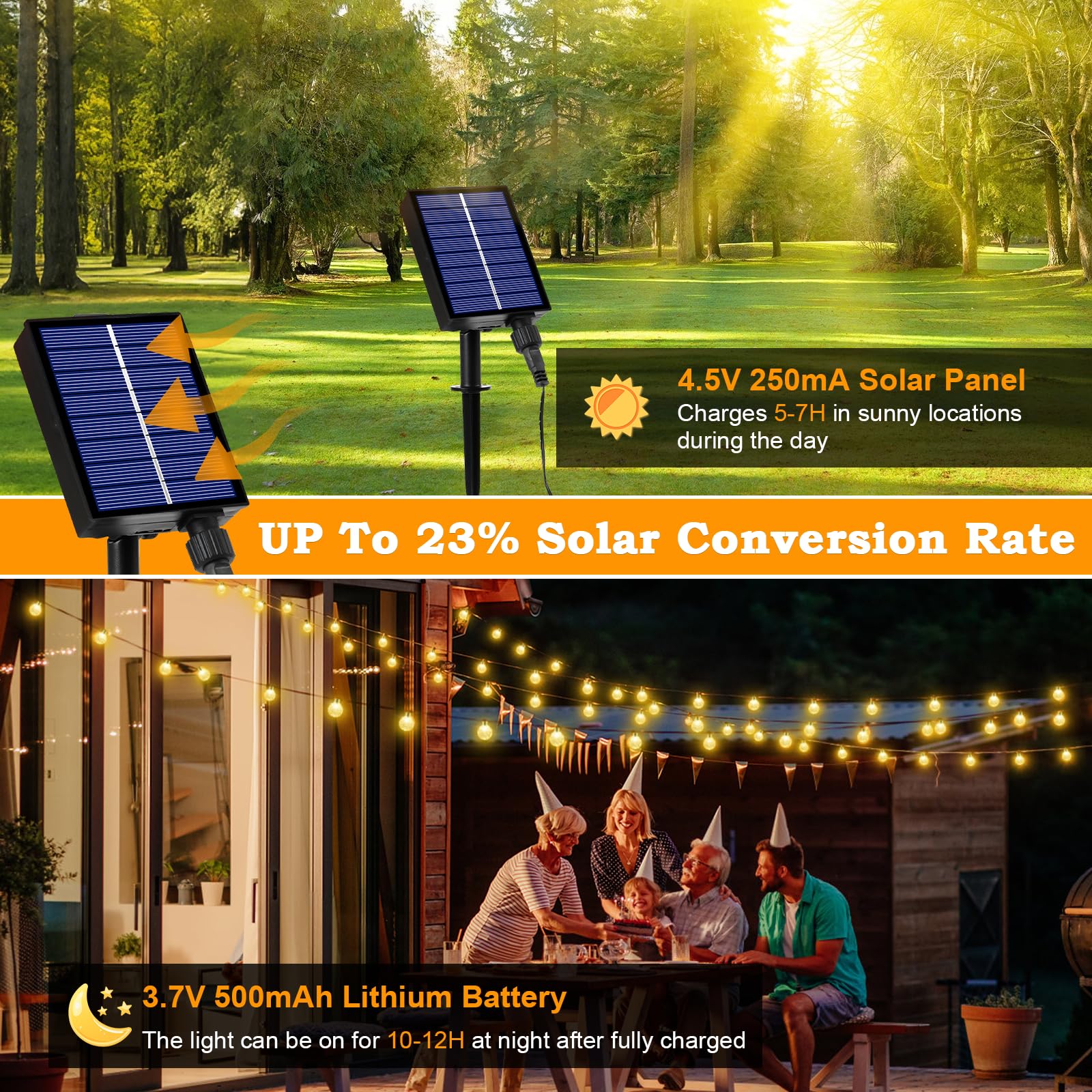 Realky Solar-Lichterkette für den Außenbereich, 200 LEDs, für Garten, Terrasse, Party