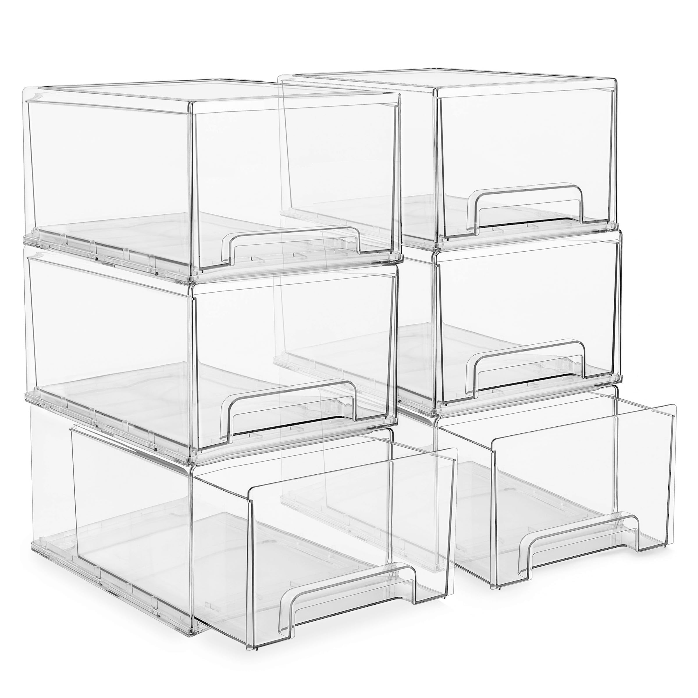 Sorbus Plastic Storage Bins Stackable Clear Pantry Organizer Box Bin for Organizing Kitchen Fridge, Food, Snack Pantry, Fruit, Vegetables, Bathroom,