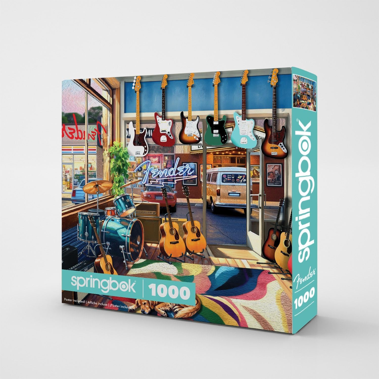 Springbok Fender Guitar Shop 1000 Piece Jigsaw Puzzle for Adults - Poster Now Included - Unique Cut Pieces - Made in USA