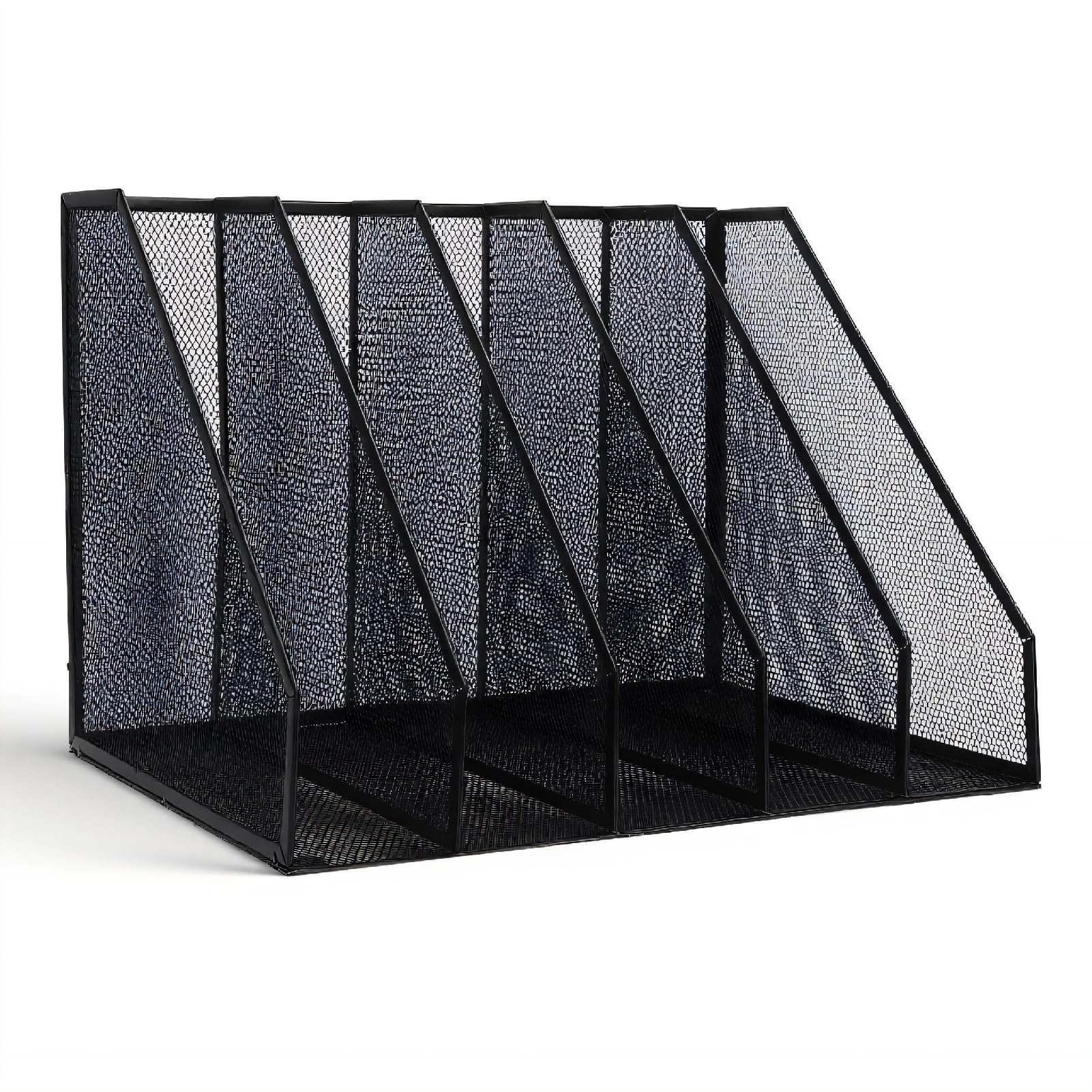 Luqeeg Organizador de Archivos de Escritorio Vertical, Soporte Vertical para Documentos de 5 Secciones Estante de Metal Clasificador de Archivos para Oficina Aula y Hogar