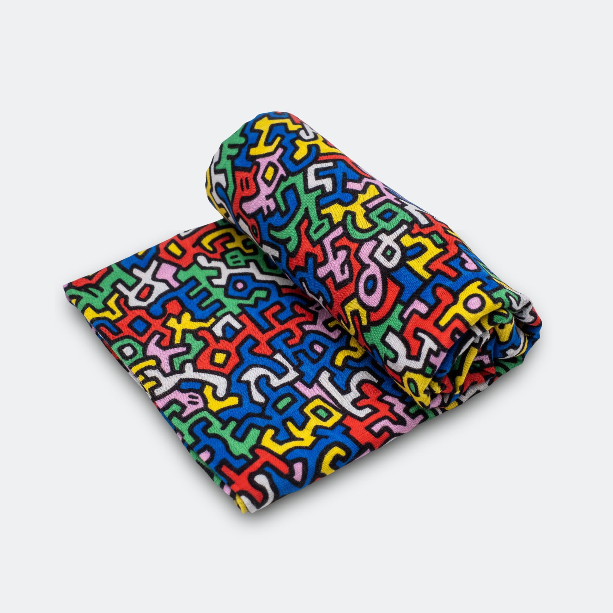 Etta Loves Swaddle Wrap Keith Haring Baby Print XL Muslin Blanket - 0-4 Months - Organic Cotton - Soft & Stylish Baby Swaddle