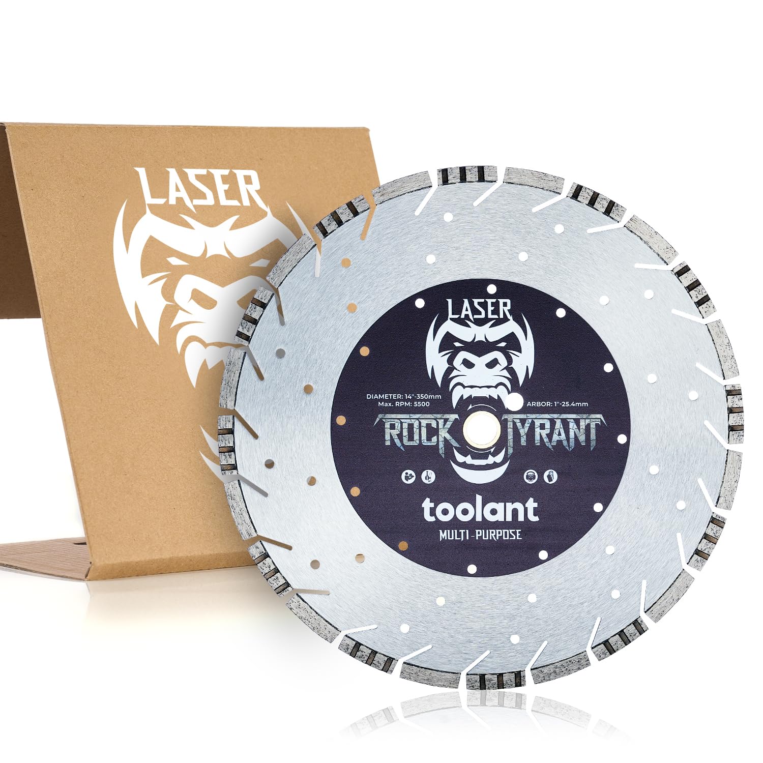 toolant Lama diamantata da 35,6 cm, bordo turbo segmentato al laser per cemento armato leggero per cemento armato, muratura, finitrici, mattoni, blocchi, pietra, ecc. Lame diamantate multiuso per