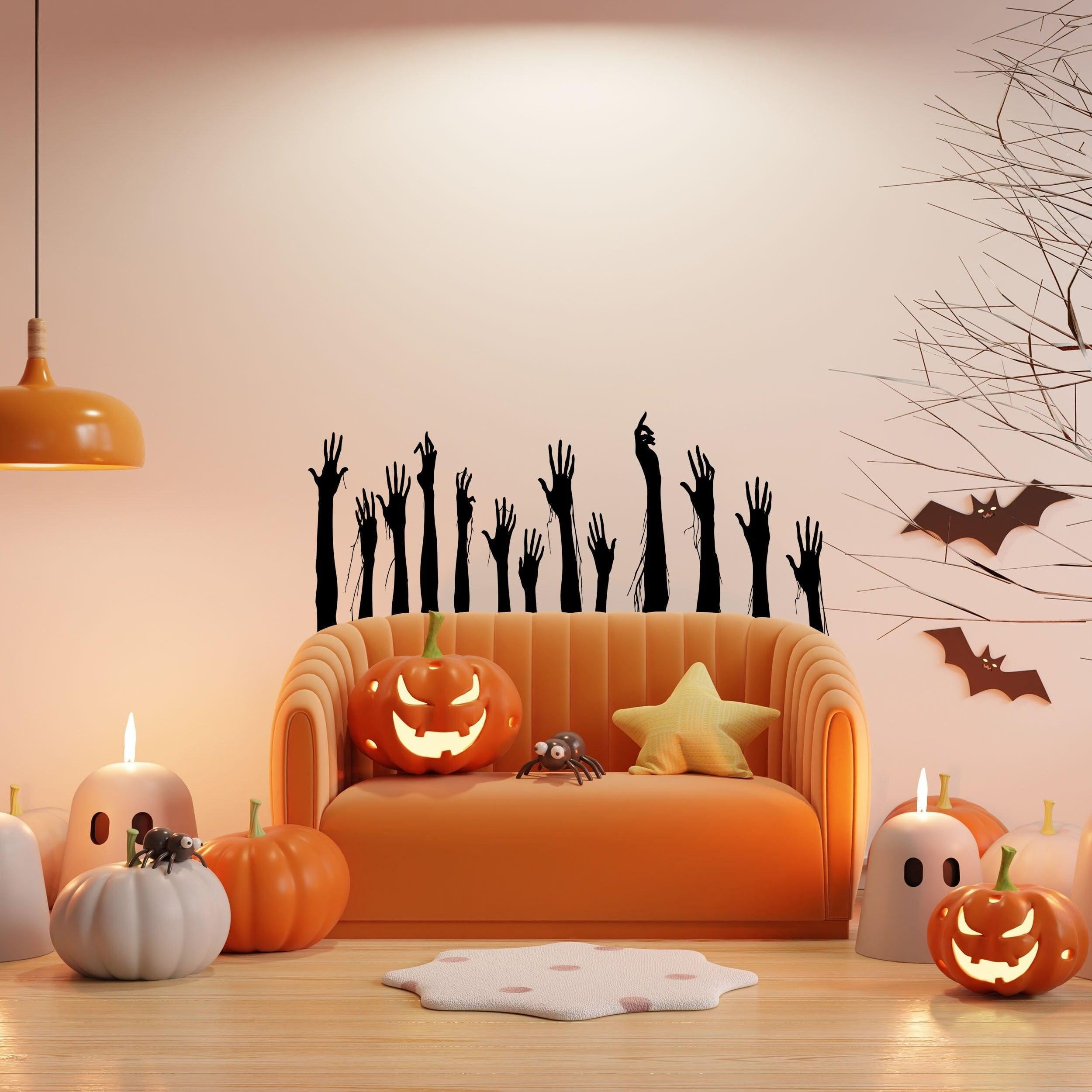 Śmieszne naklejki na okna na Halloween - Ręce zombie i przerażające murale ścienne Ghoul 87