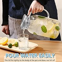 Vista 2 de 2Pack 68 oz Glass Pitcher With Lid. Glass Carafe for Hot/Cold Water. 0.5 Gallon Pitcher for Fridge. Water Jugs for Cold Brew Coffee, Iced Tea, Milk