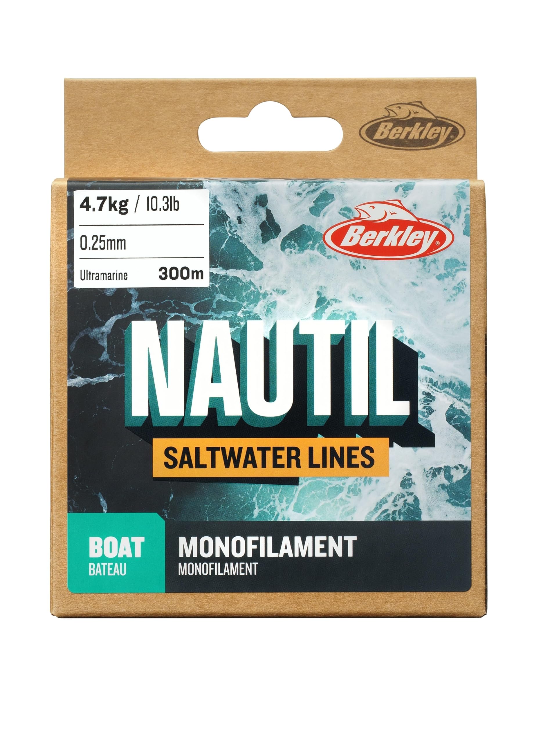Berkley Nautil Boat Monofilament Żyłka | Ultra mocna, o niskiej pamięci, do wody słonej i słodkiej | Trwała, wysoka odporność na ścieranie i doskonała wytrzymałość na węzły | 0,40 mm | 23,9 lb | 300 m