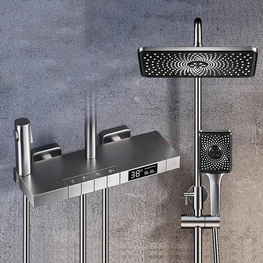 Shower set, household gun, gray pressurized nozzle, bathroom piano key, shower, complete image 2