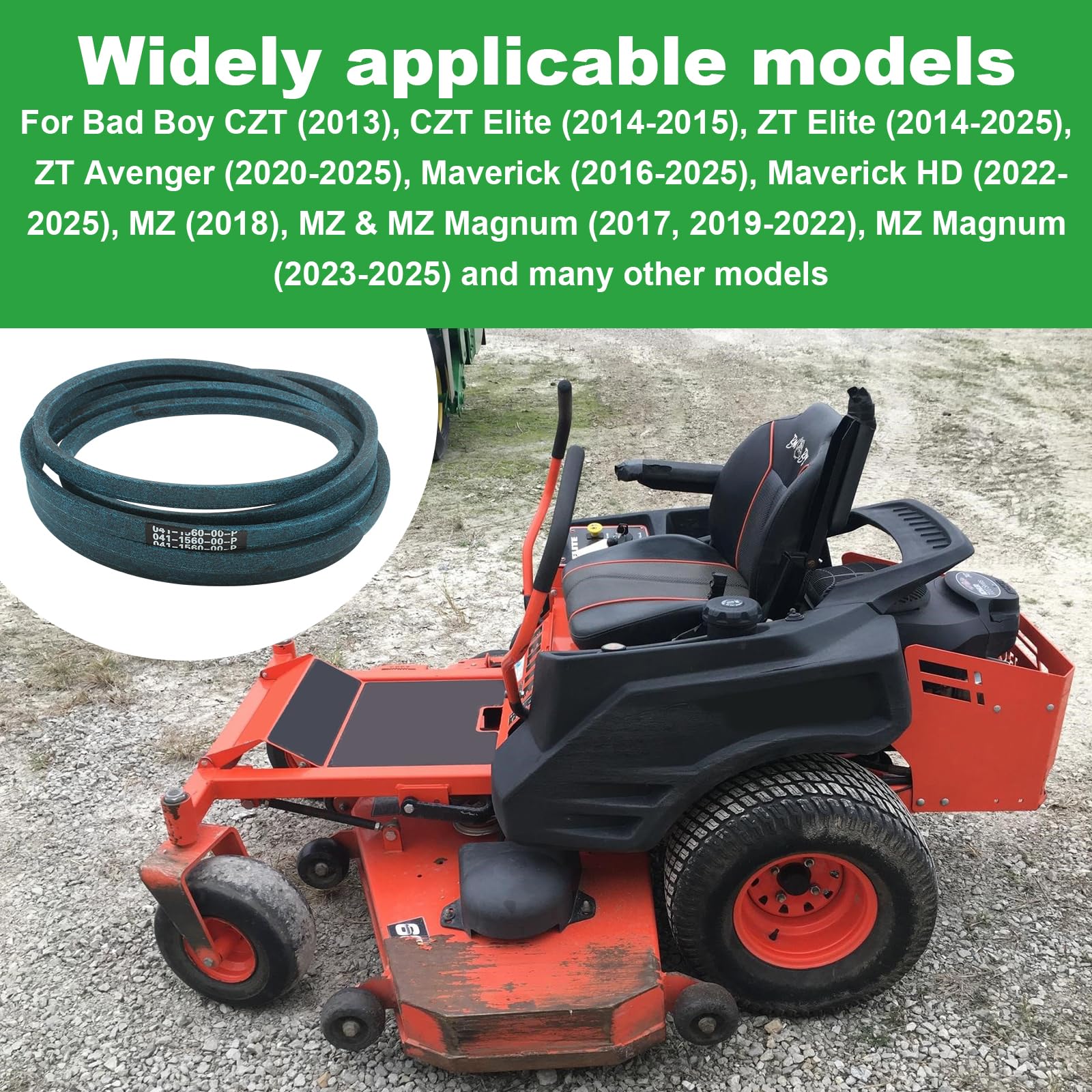 Amazon.com : AAAQQ 041-1560-00 Lawn Mower Deck Belt for Bad Boy ZT