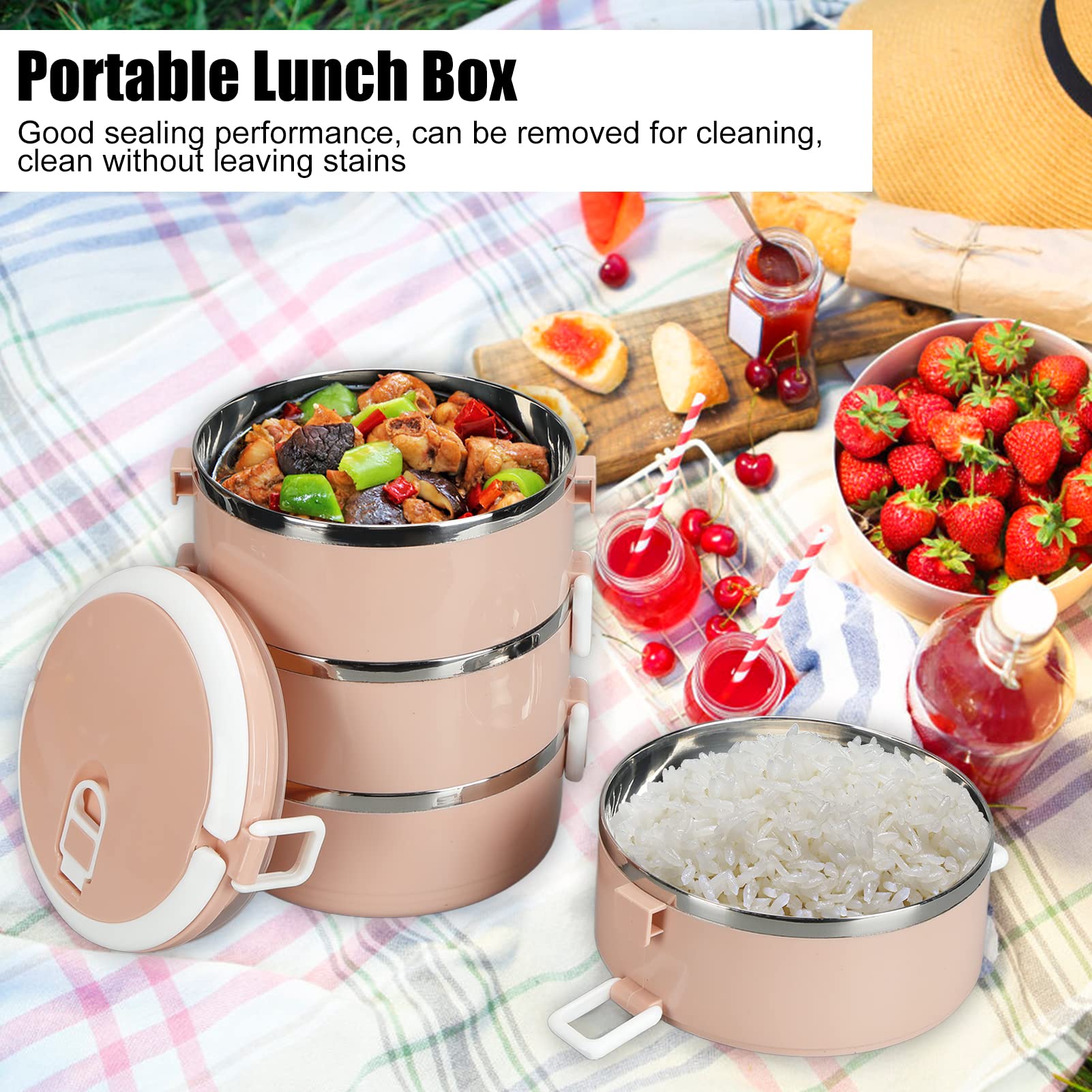 Boîte à lunch Boîte à lunch portable en acier inoxydable, contenant isotherme for le stockage des aliments