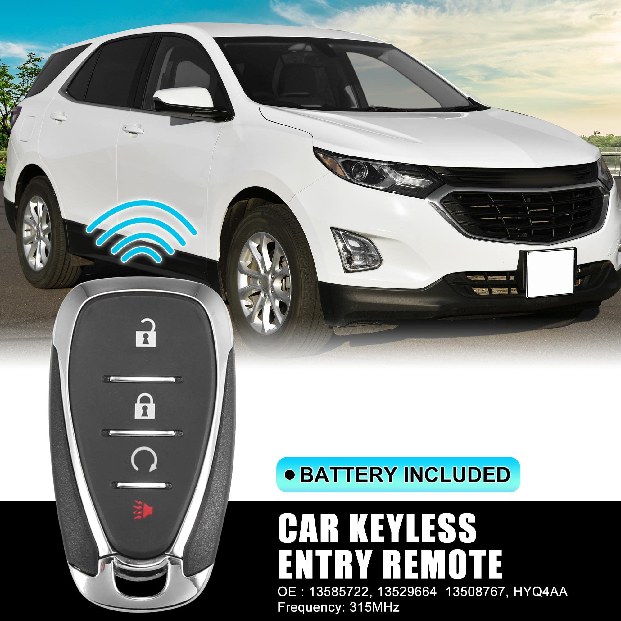 X AUTOHAUX 2pcs 4 Button Car Keyless Entry Remote Control Replacement Key Fob Proximity Smart Fob HYQ4AA for Chevrolet Volt 2016-2019 315MHz 46 Chip