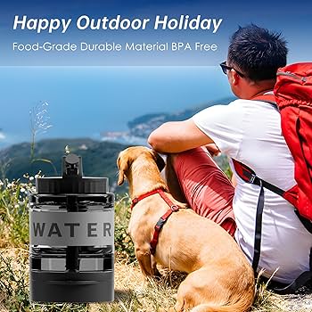 TIOVERY Dog Water Bottle Dispenser For Walking, Pet Water Feeder Container Portable With Drinking Cup Bowl Outdoor Hiking, Travel Large Green