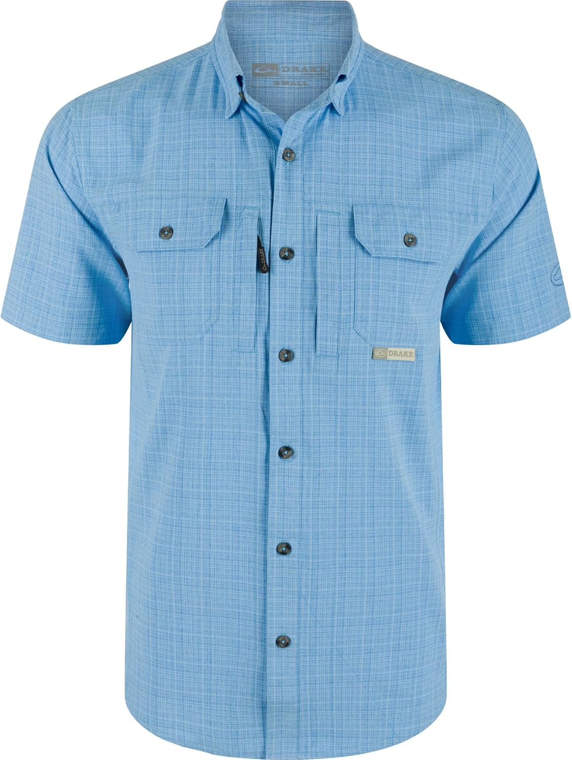Drake Waterfowl Men's Wingshooter Cross Hatch DS2625 Breathable Lightweight Naturally Wicking Buttoned Short-Sleeved Shirt