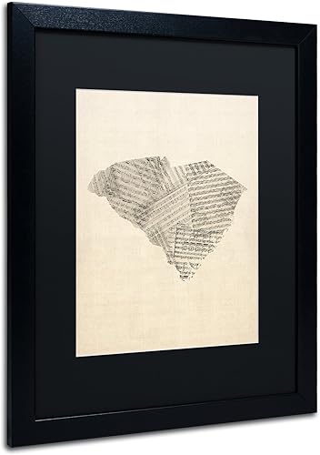 Miniatura 2 de Mapa de partituras de Carolina del Sur por Michael Tompsett, negro mate, marco negro, 16x20 pulgadas