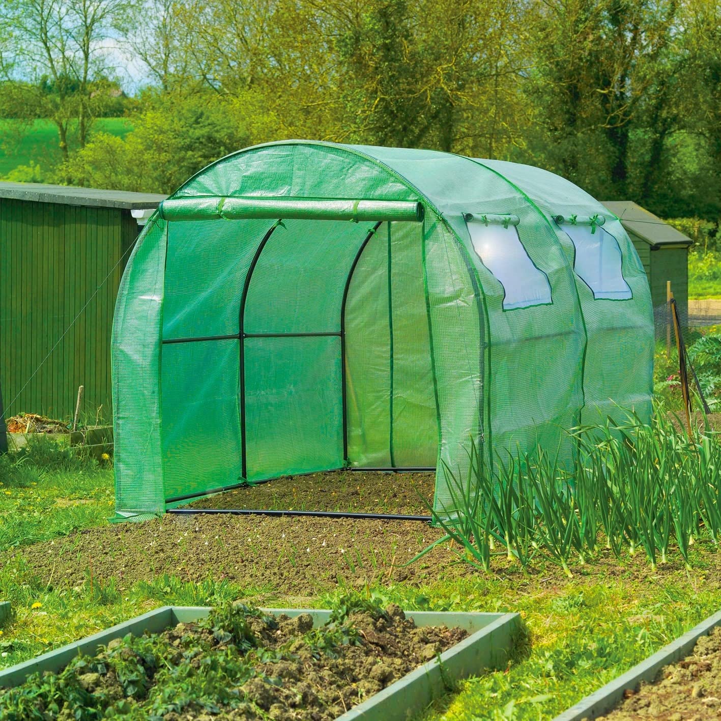 Serra da Giardino Tunnel All'aperto Inverno Grandi Serre Polytunnel con Telaio in Acciaio Resistente, Case Verdi Giardino Fuori Pomodoro vegetale casa Calda, 3m/2m di Lunghezza