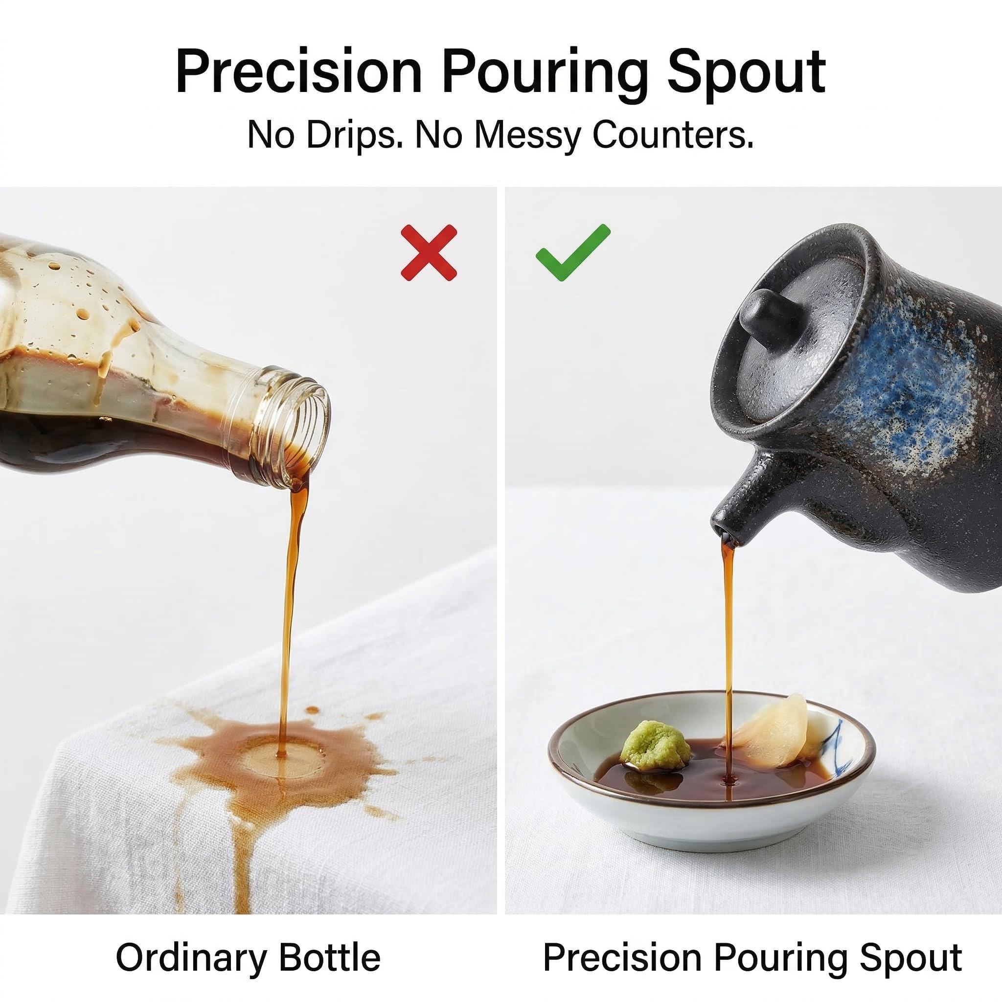 Hemoton 3 pz bottiglia di condimento in ceramica ceramica giapponese salsa di soia aceto grasso pentola da cucina dispenser di olio d'oliva contenitore per salsa di sushi per cucina