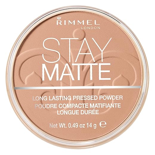 Rimmel London Polvo compacto Stay Matte – Polvo matizante de larga duración para pieles grasas y mixtas – 010 Warm Honey – 14 g